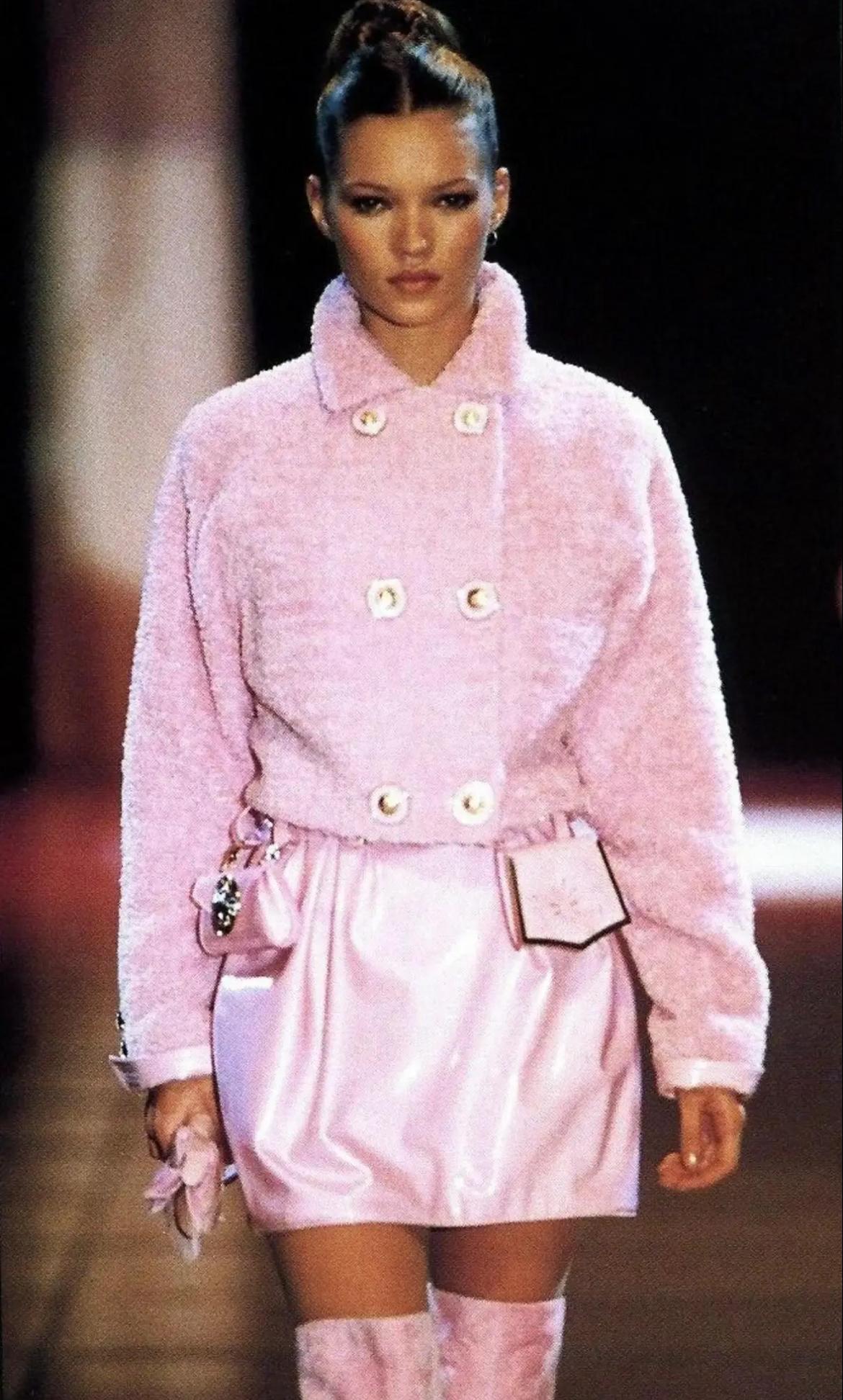 F/W 1994 Gianni Versace Studded Leather Silver Medusa Medallion Mini Belt Bag - RealList