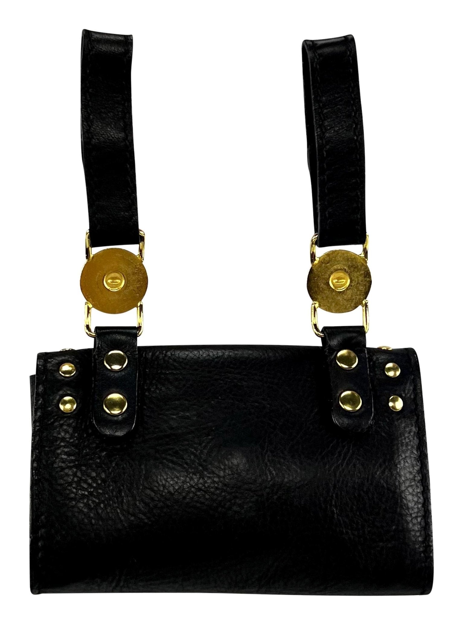 F/W 1994 Gianni Versace Studded Leather Silver Medusa Medallion Mini Belt Bag - RealList