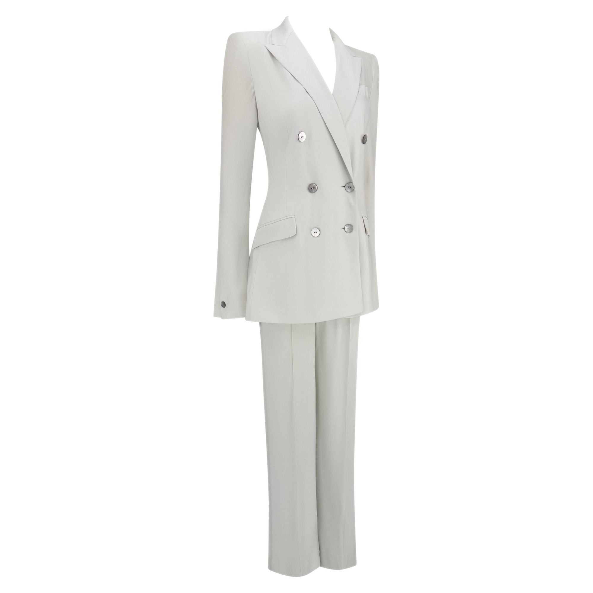 F/W 1994 John Galliano Runway Iceberg Blue Satin Double Breasted Oversized Suit - RealList