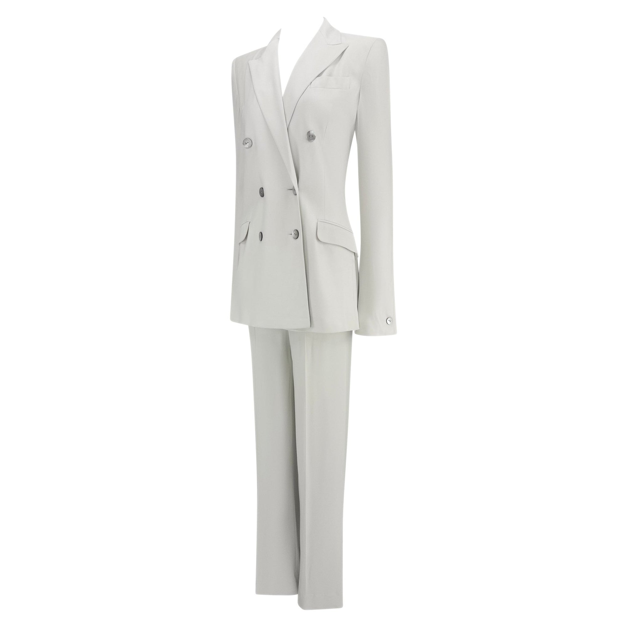 F/W 1994 John Galliano Runway Iceberg Blue Satin Double Breasted Oversized Suit - RealList