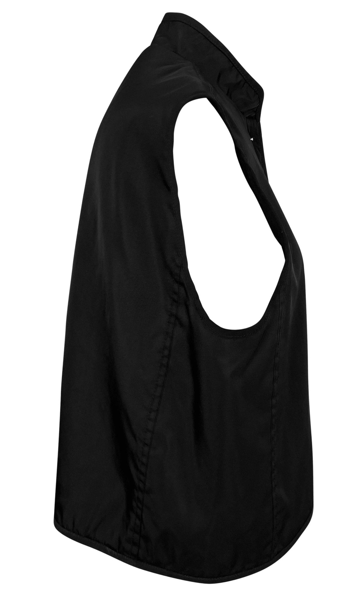 F/W 1994 Prada Black Nylon Sleeveless Vest Nehru Jacket - RealList