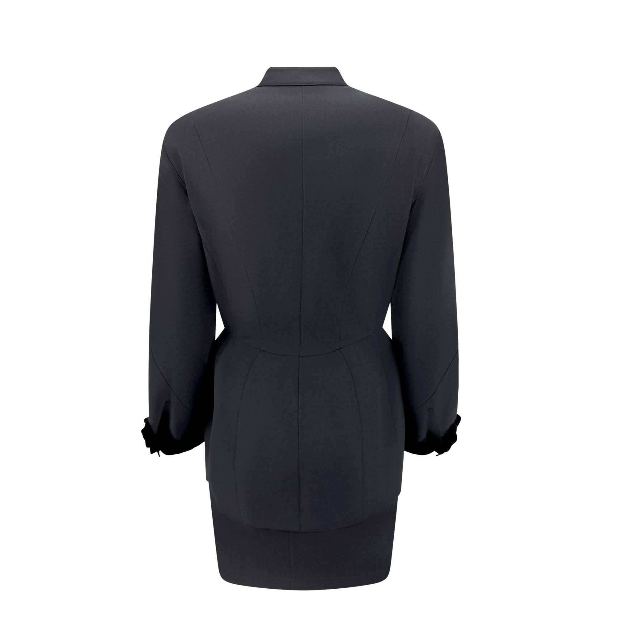 F/W 1994 Thierry Mugler Runway Documented Abstract Velvet Bow Skirt Suit - RealList