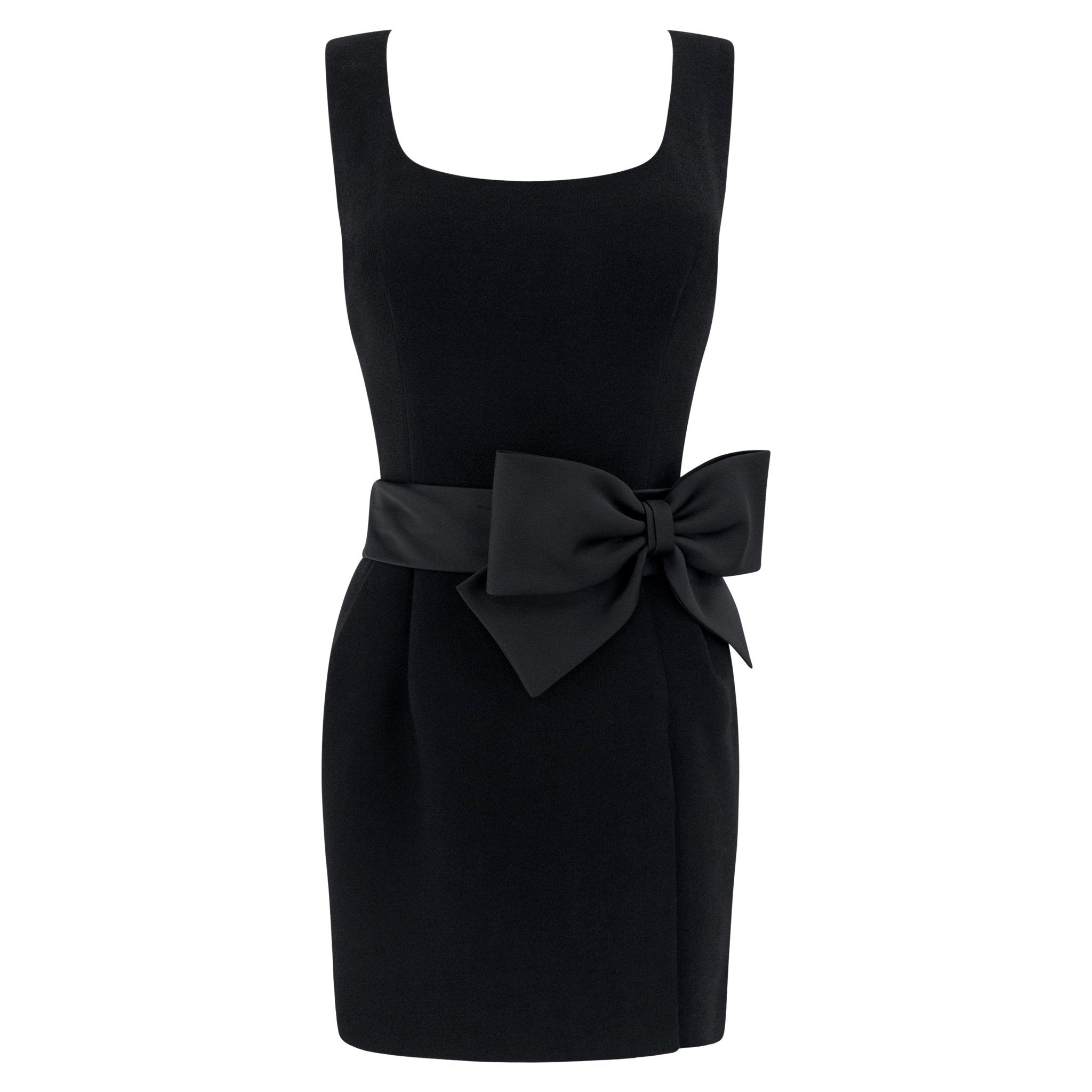 F/W 1995 Dolce & Gabbana Runway Black Satin Bow Sleeveless Mini Dress - RealList