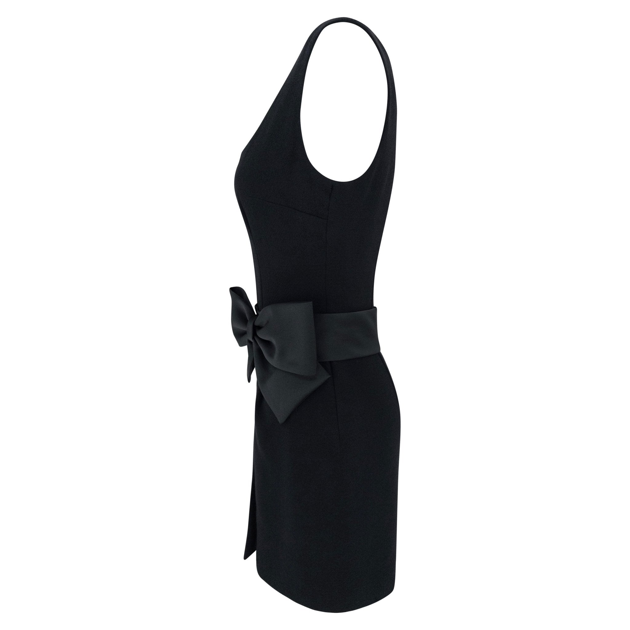F/W 1995 Dolce & Gabbana Runway Black Satin Bow Sleeveless Mini Dress - RealList