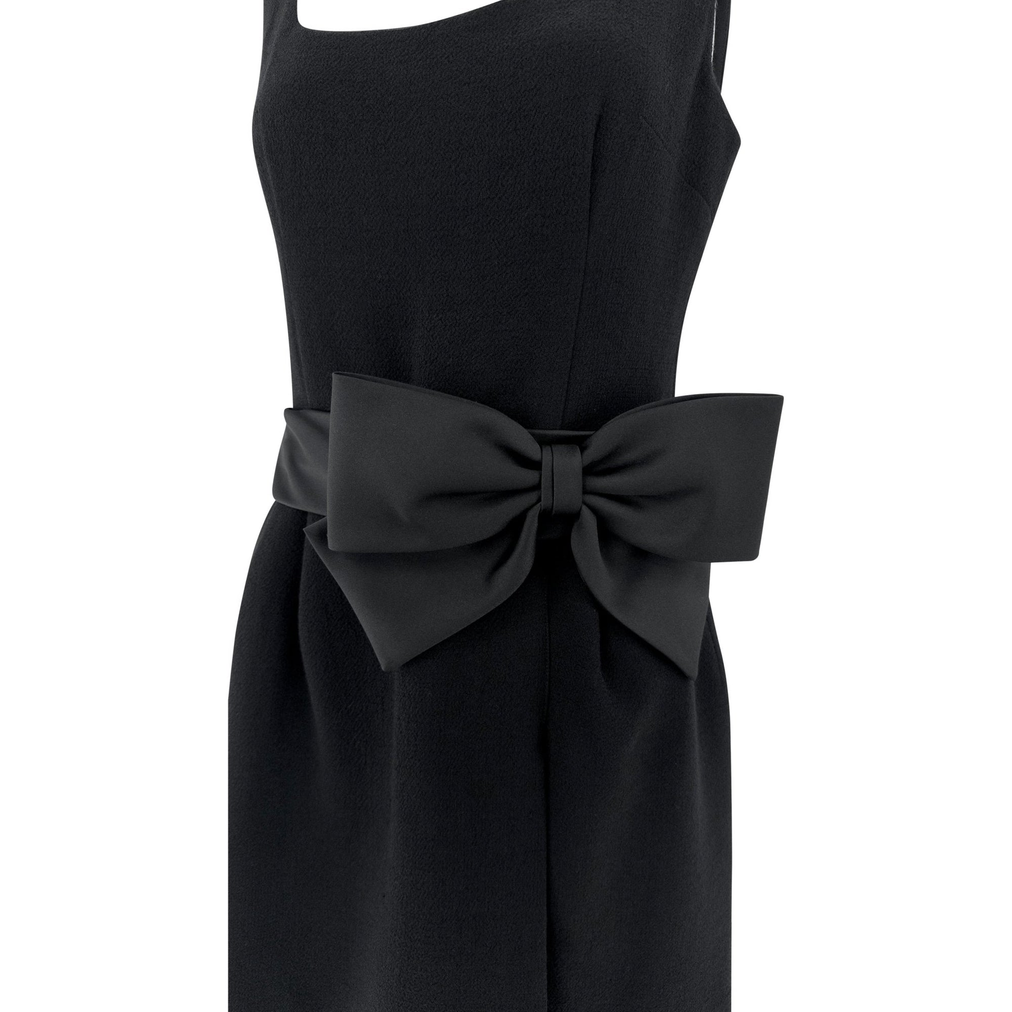 F/W 1995 Dolce & Gabbana Runway Black Satin Bow Sleeveless Mini Dress - RealList