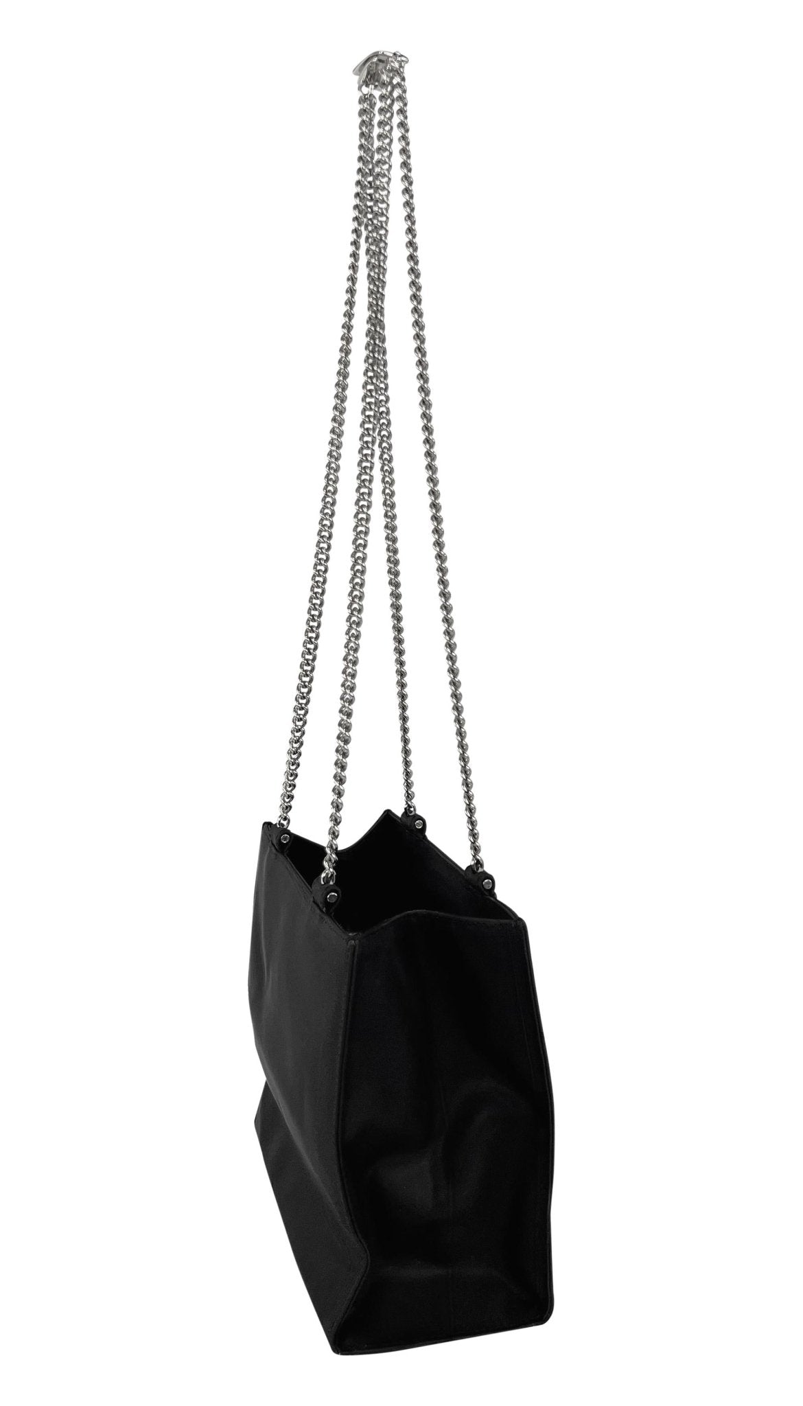 F/W 1995 Dolce & Gabbana Runway ID Bar Logo Chain Black Nylon Shoulder Bag - RealList