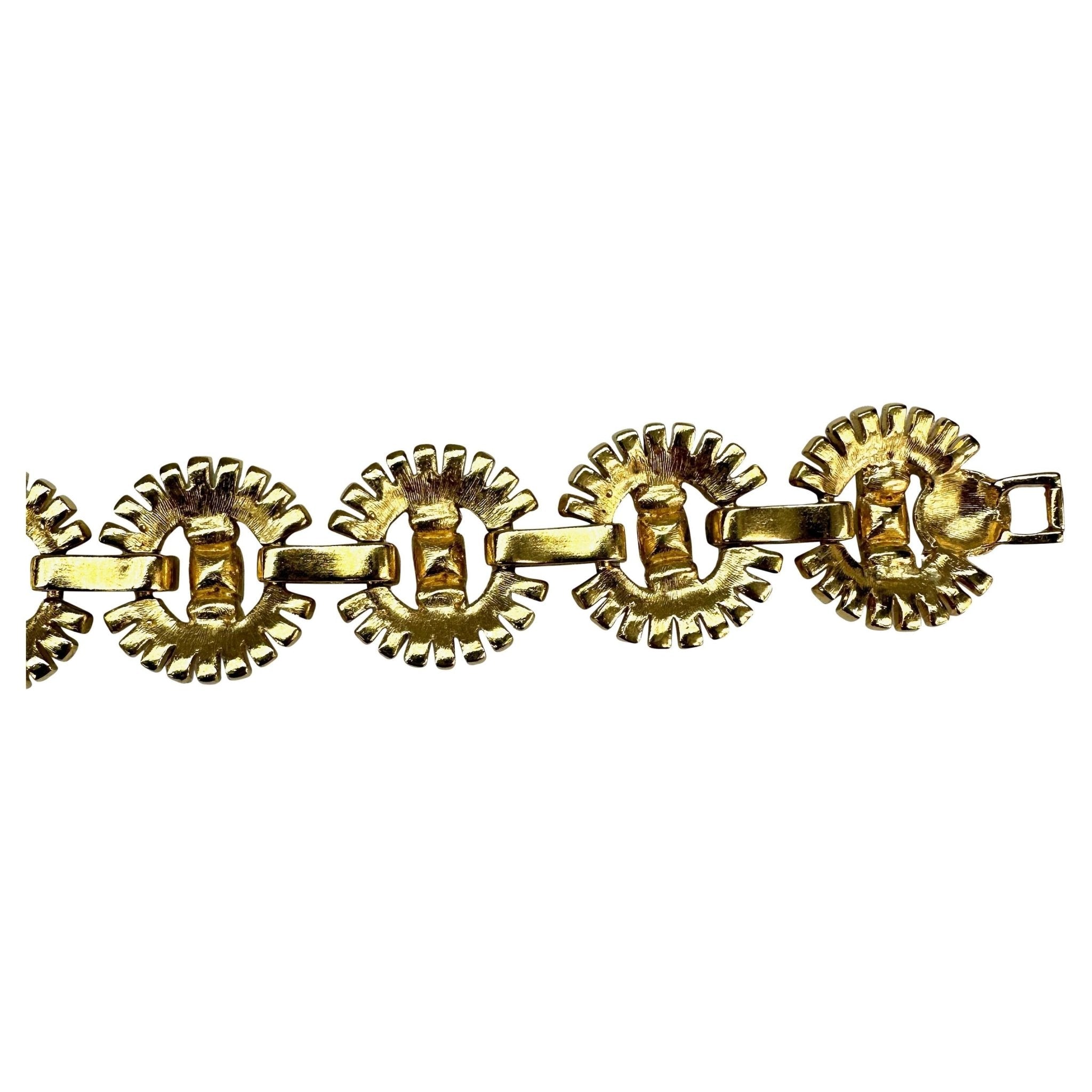 F/W 1995 Gianni Versace Ad Gold Tone Greek Key Link Rhinestone Bracelet - RealList