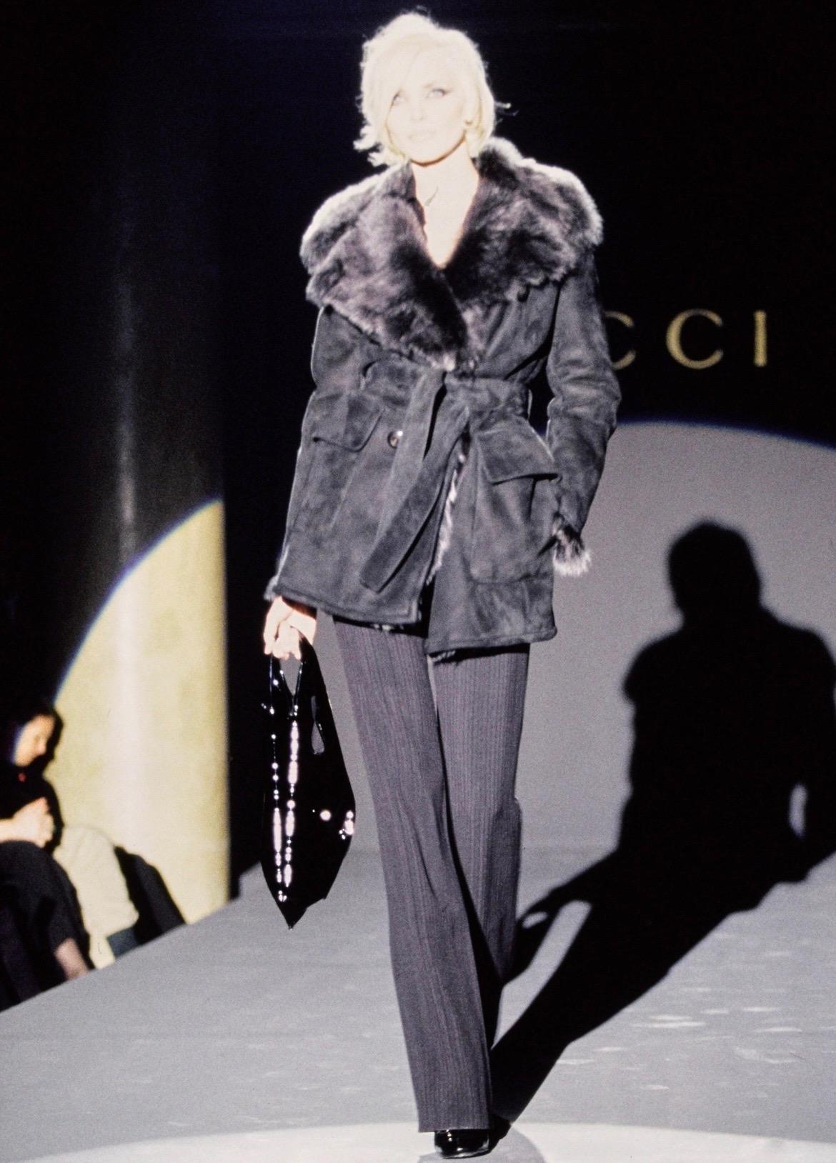 F/W 1995 Gucci by Tom Ford Black Suede Fur Double Breasted Jacket - RealList