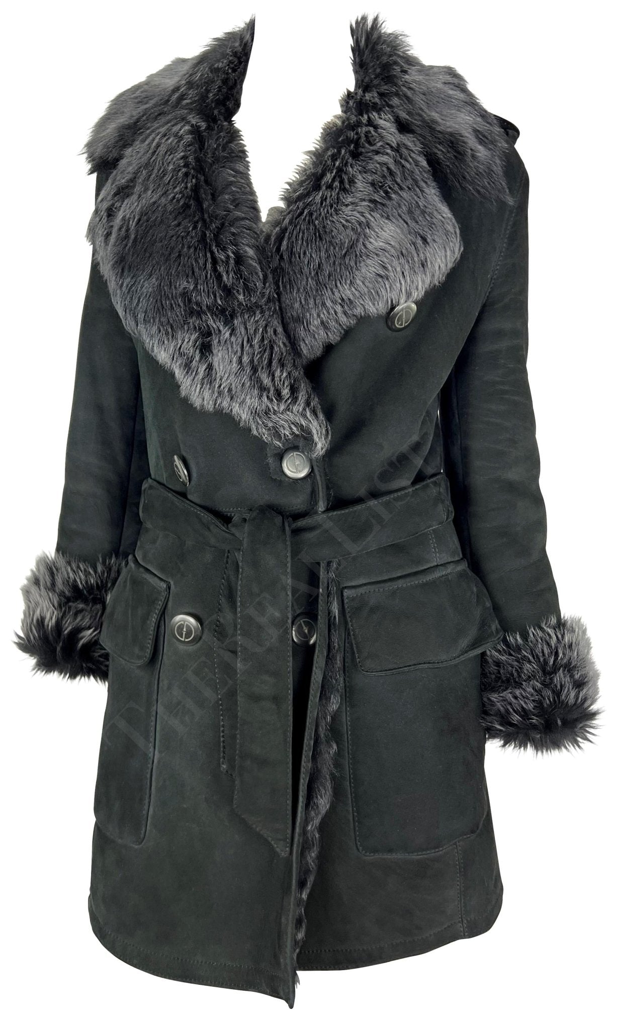 F/W 1995 Gucci by Tom Ford Black Suede Fur Double Breasted Jacket - RealList