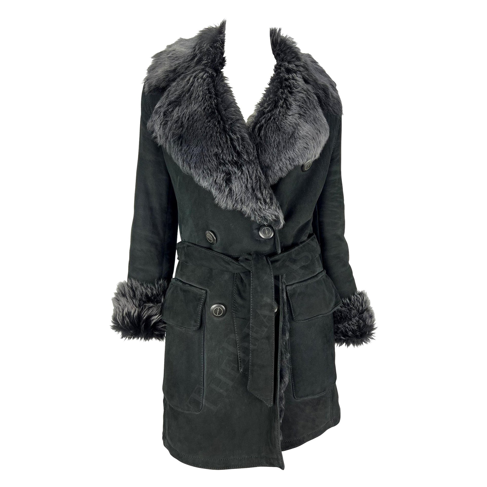 F/W 1995 Gucci by Tom Ford Black Suede Fur Double Breasted Jacket - RealList