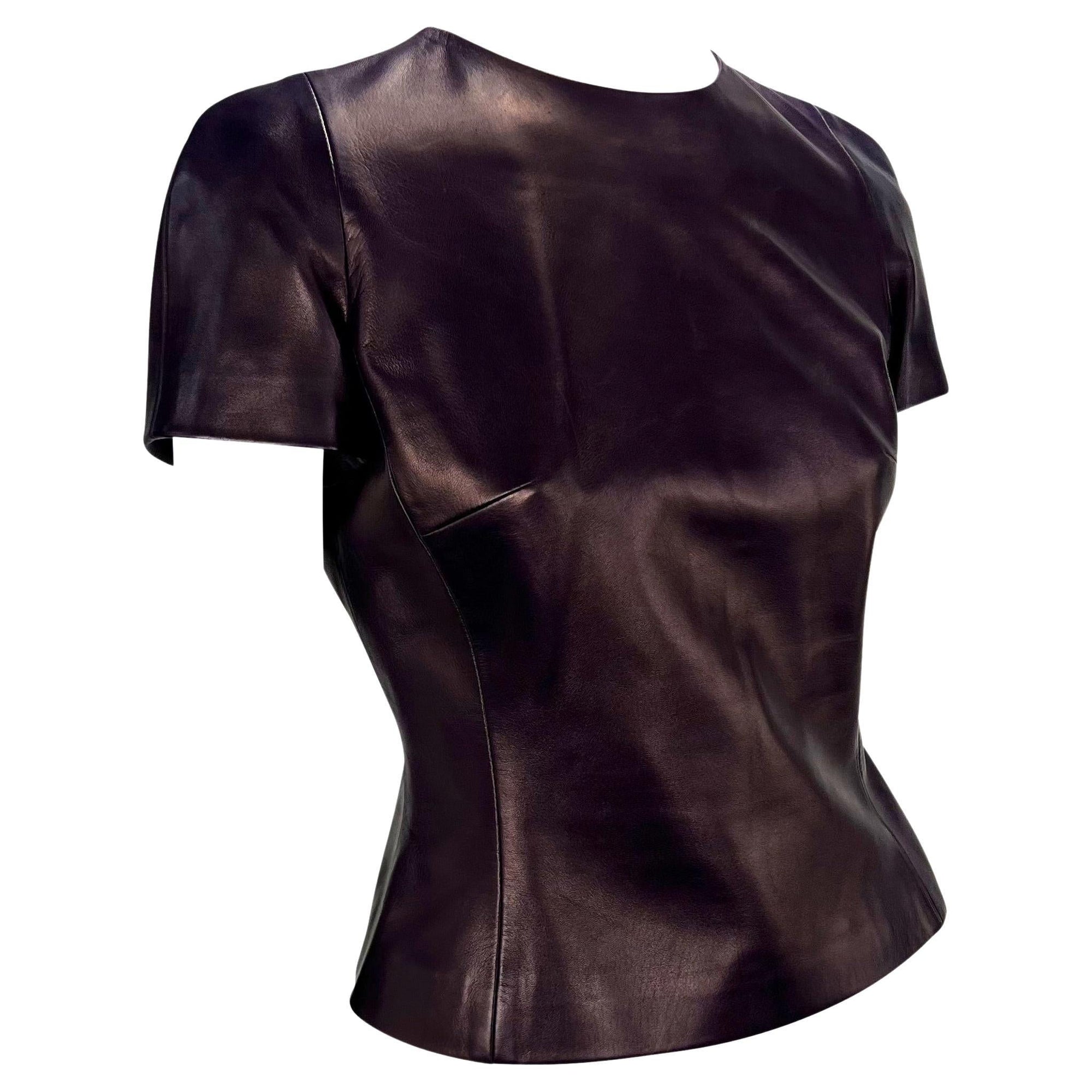 F/W 1995 Gucci by Tom Ford Purple Leather Zip Crop Top - RealList