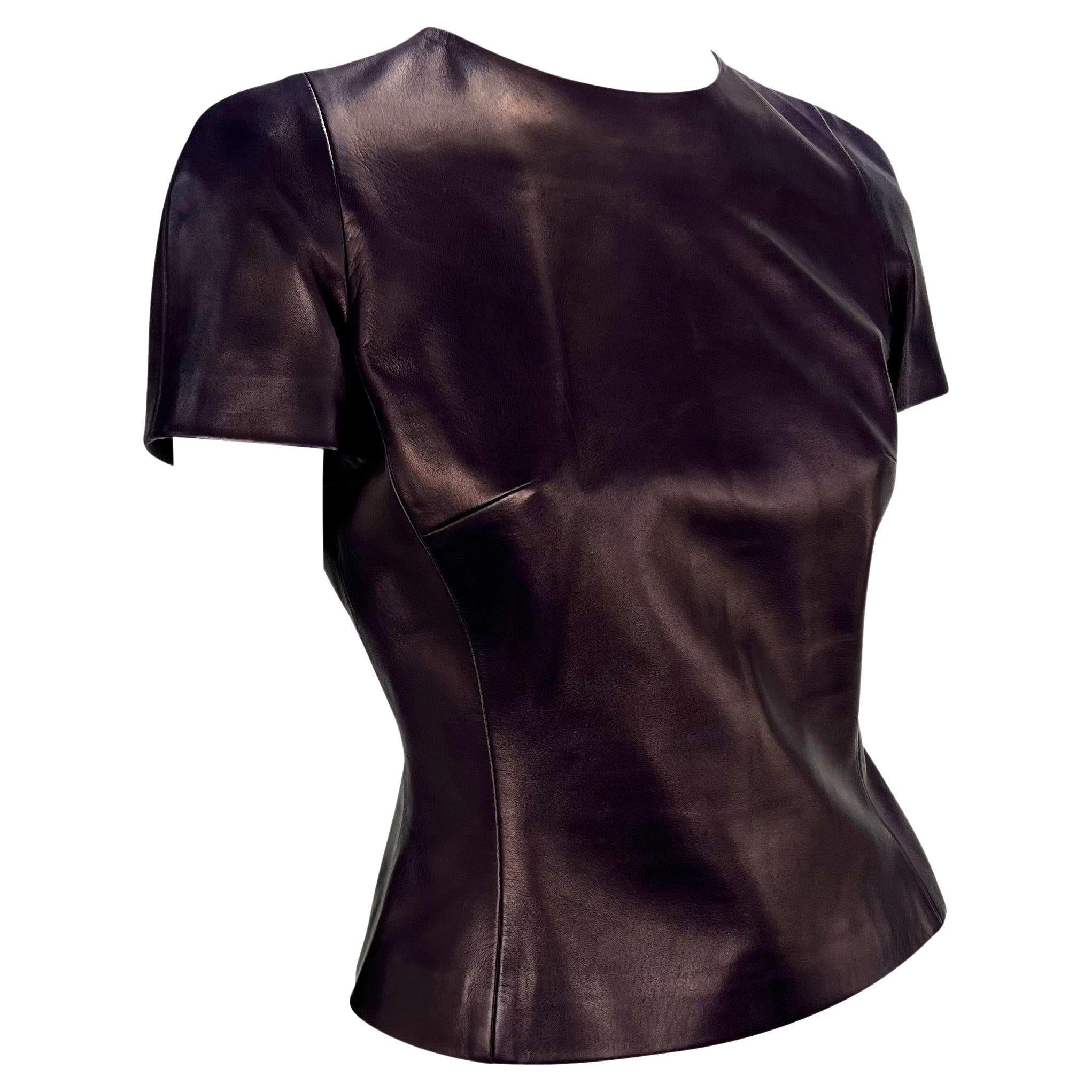 F/W 1995 Gucci by Tom Ford Purple Leather Zip Crop Top - RealList