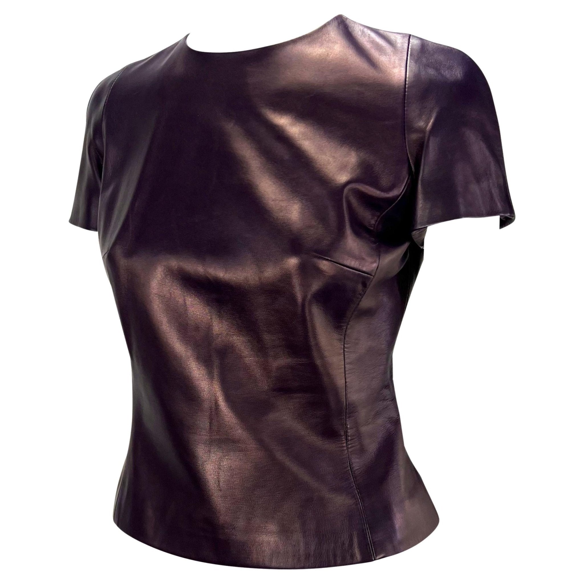 F/W 1995 Gucci by Tom Ford Purple Leather Zip Crop Top - RealList