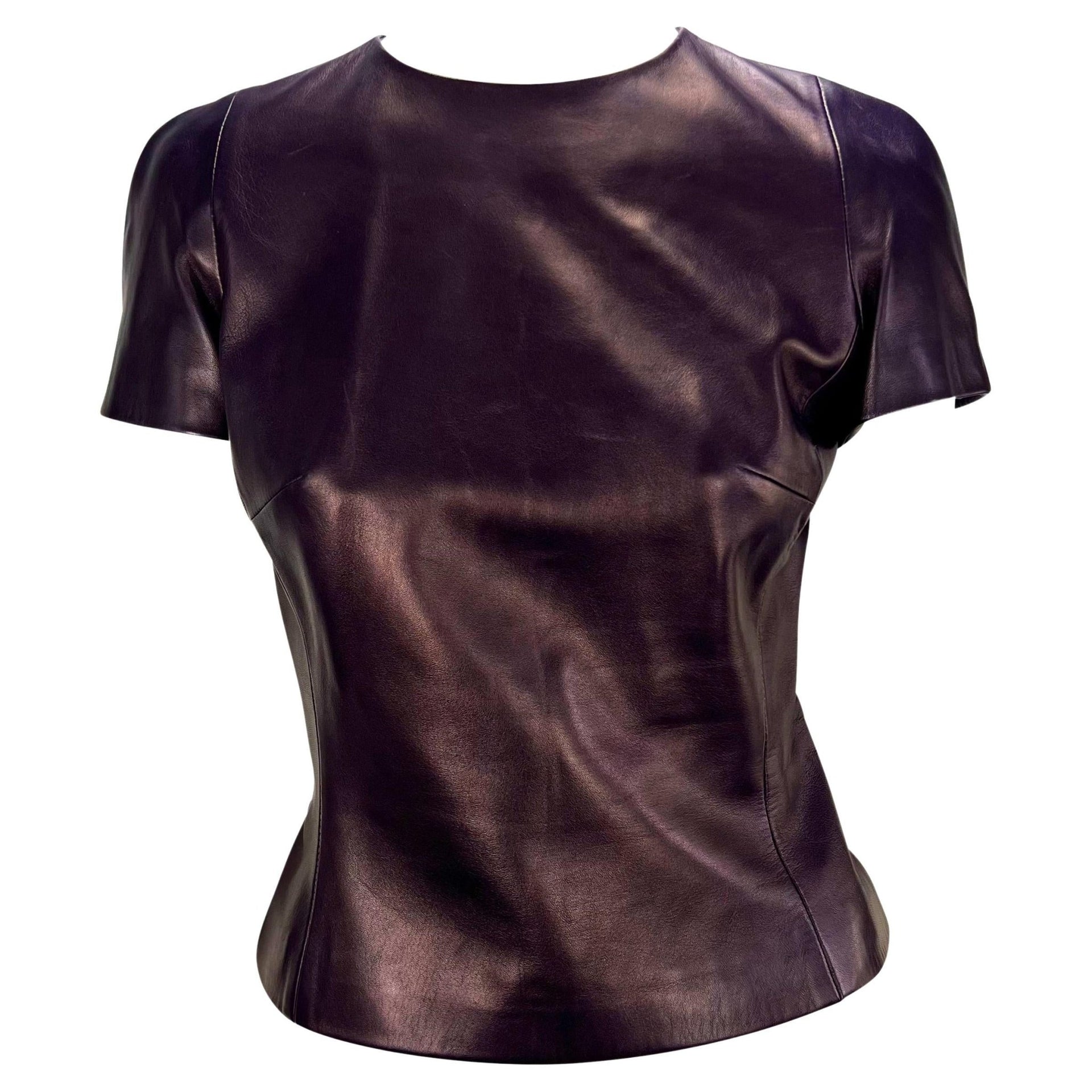 F/W 1995 Gucci by Tom Ford Purple Leather Zip Crop Top - RealList