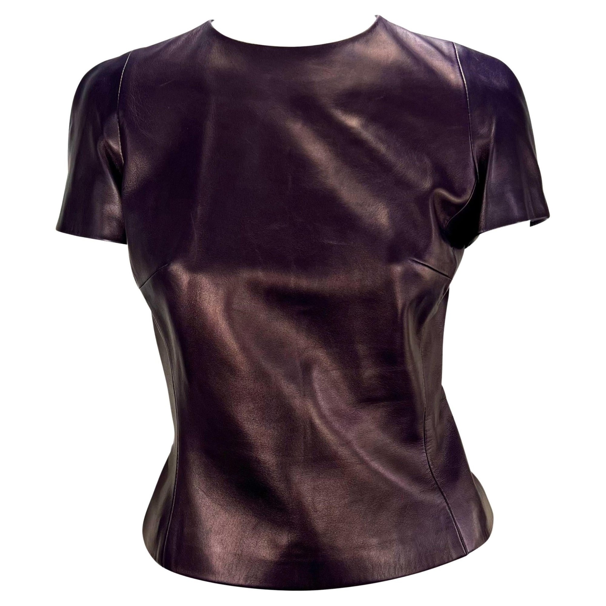F/W 1995 Gucci by Tom Ford Purple Leather Zip Crop Top - RealList
