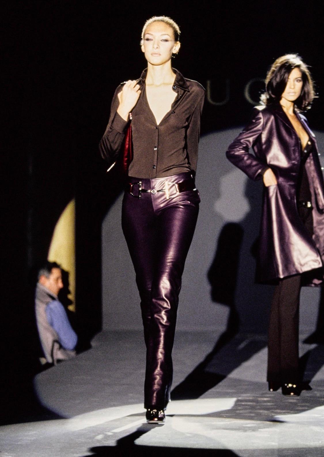 F/W 1995 Gucci by Tom Ford Purple Leather Zip Crop Top - RealList