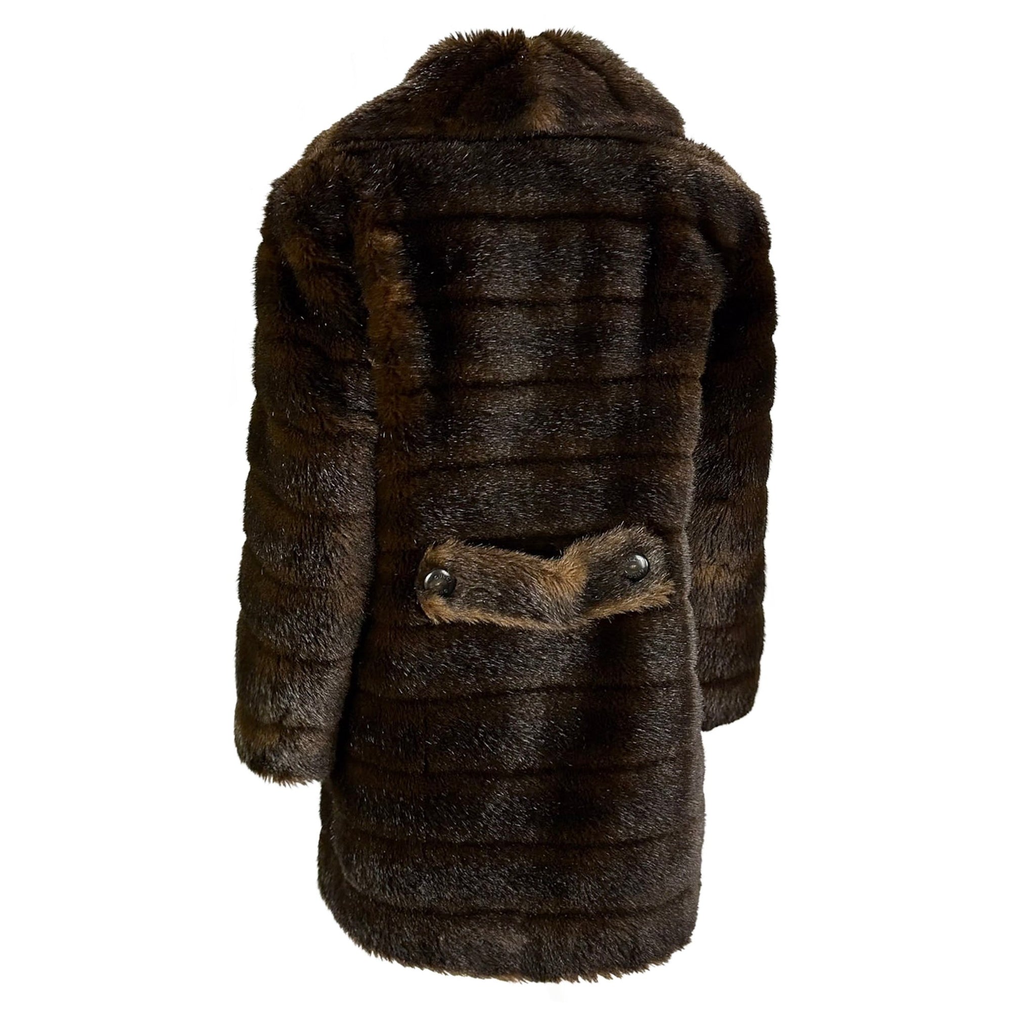 F/W 1995 Gucci by Tom Ford Runway Brown Faux Fur Mink Double Breasted Coat - RealList
