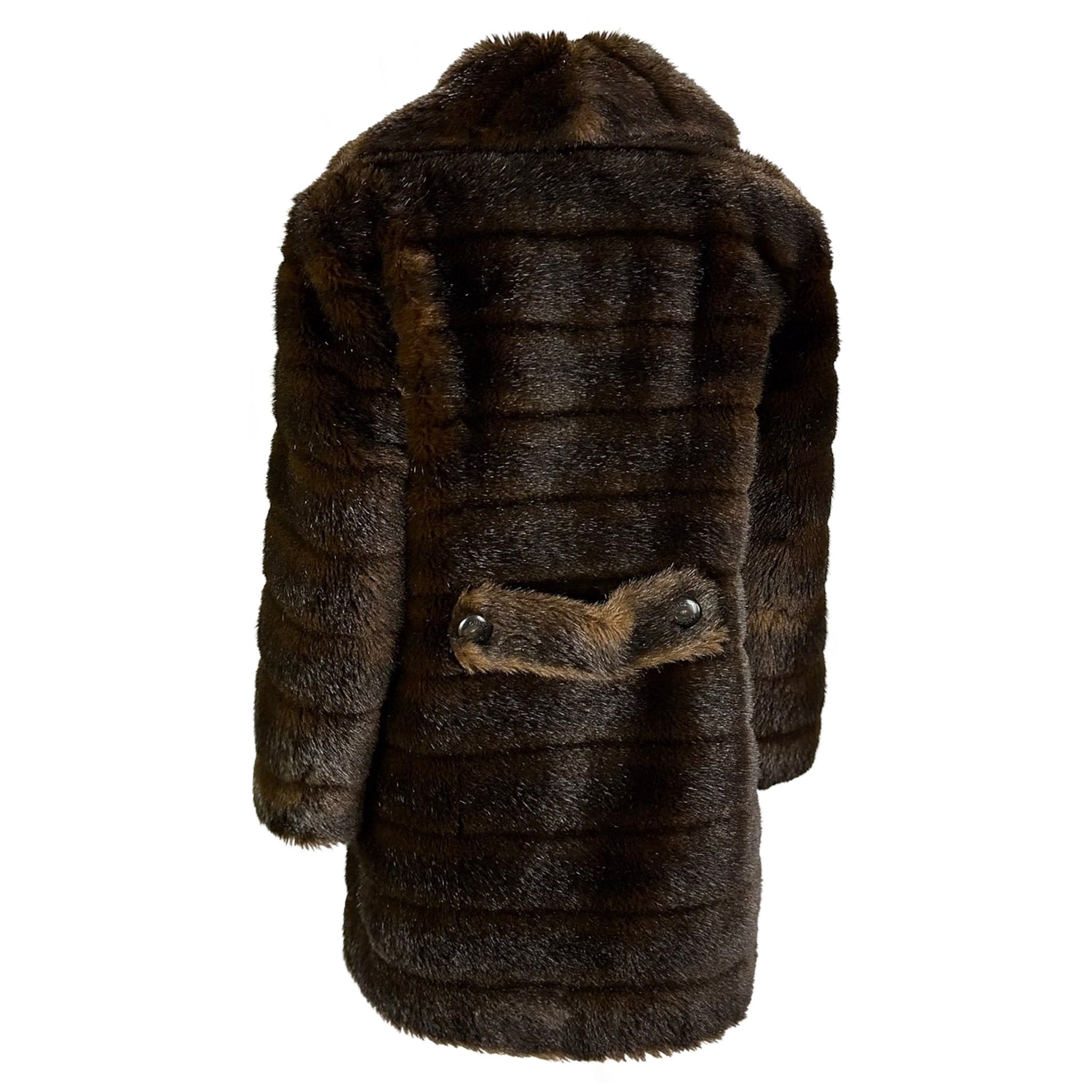 F/W 1995 Gucci by Tom Ford Runway Brown Faux Fur Mink Double Breasted Coat - RealList