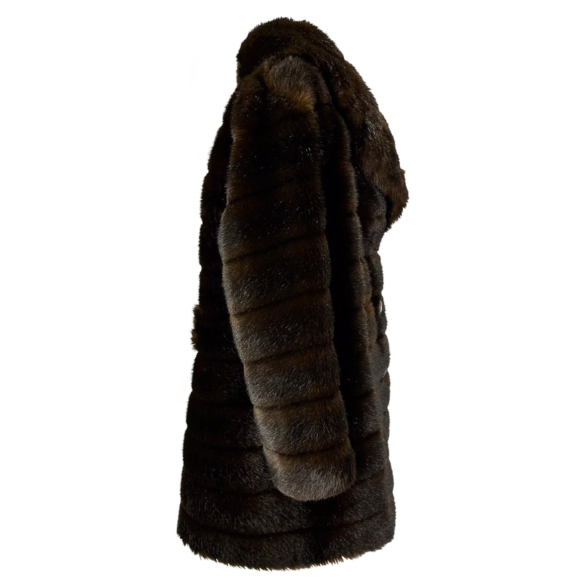 F/W 1995 Gucci by Tom Ford Runway Brown Faux Fur Mink Double Breasted Coat - RealList