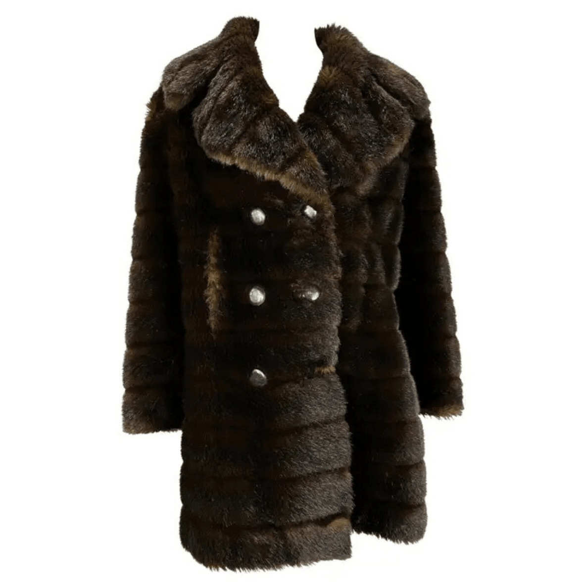 F/W 1995 Gucci by Tom Ford Runway Brown Faux Fur Mink Double Breasted Coat - RealList