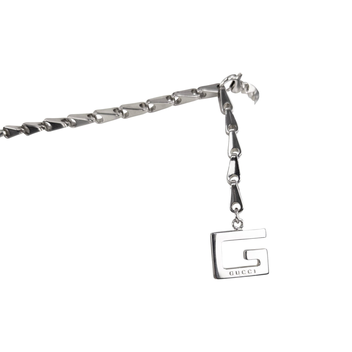 F/W 1995 Gucci by Tom Ford Runway G Pendant Silver Chain Waist Belt - RealList