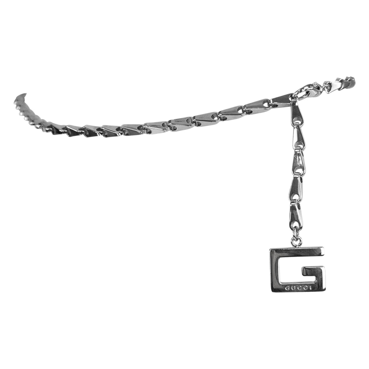 F/W 1995 Gucci by Tom Ford Runway G Pendant Silver Chain Waist Belt - RealList