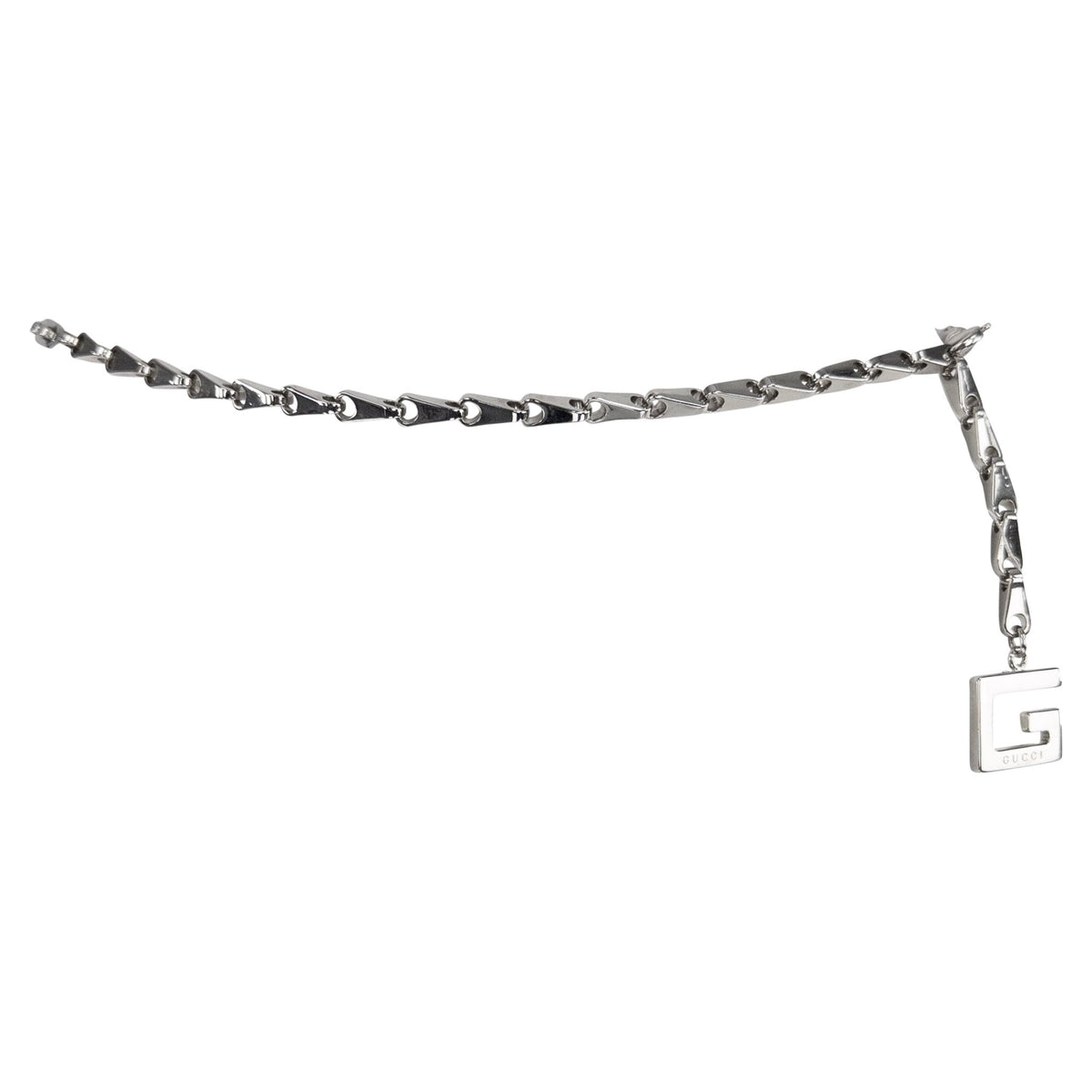 F/W 1995 Gucci by Tom Ford Runway G Pendant Silver Chain Waist Belt - RealList