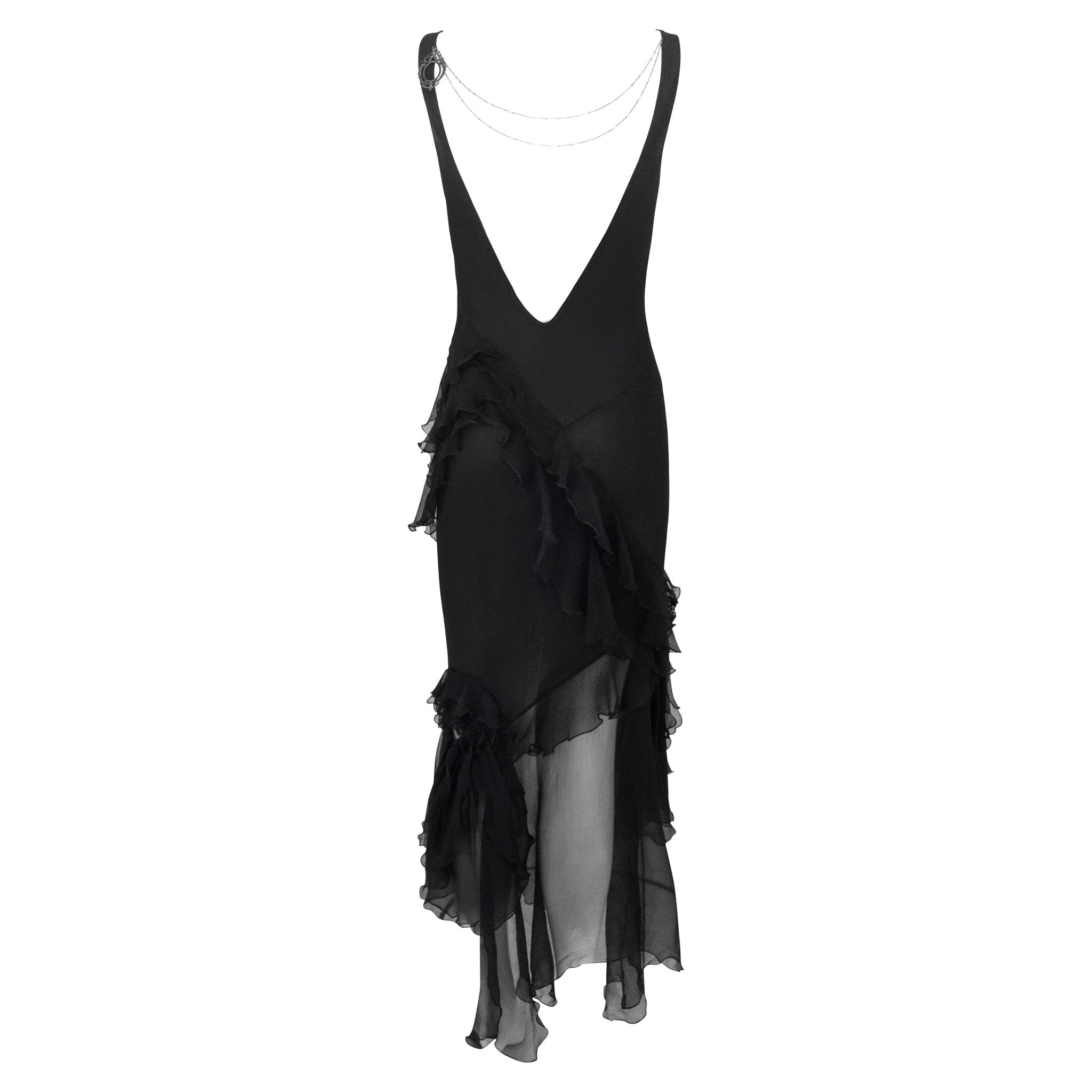 F/W 1995 John Galliano 'Dolores' Runway Black Silk Muslin Backless Moth Dress - RealList