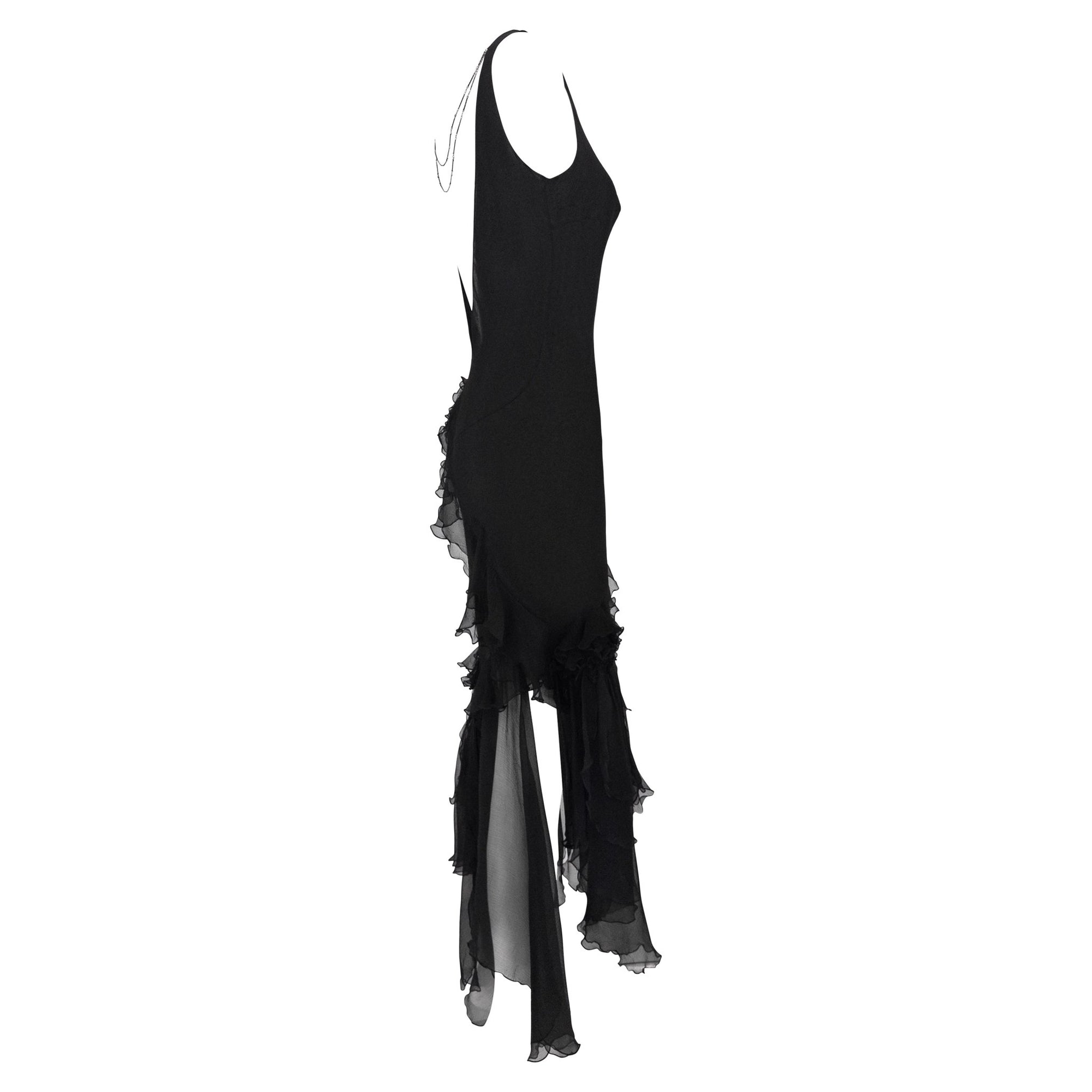 F/W 1995 John Galliano 'Dolores' Runway Black Silk Muslin Backless Moth Dress - RealList