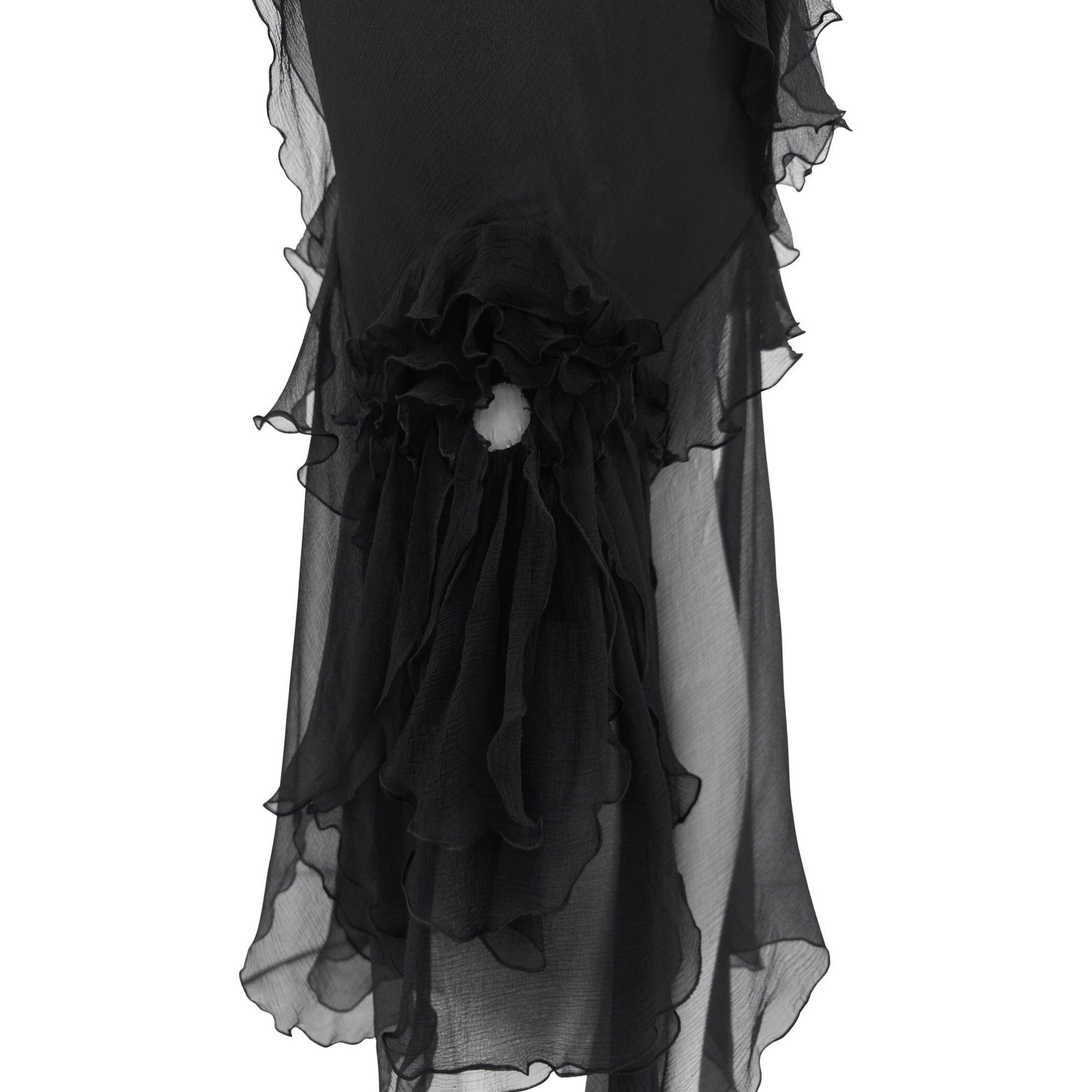 F/W 1995 John Galliano 'Dolores' Runway Black Silk Muslin Backless Moth Dress - RealList
