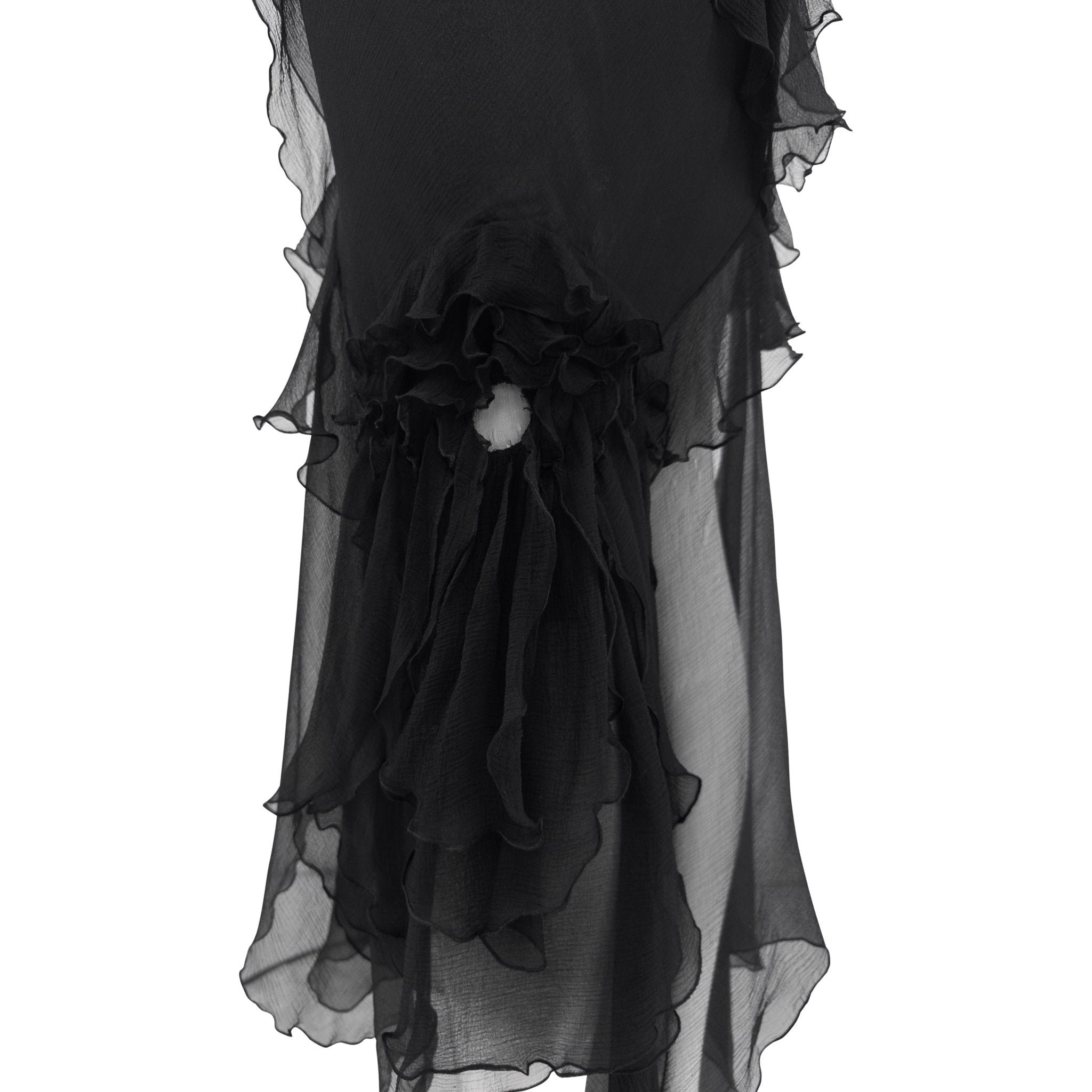 F/W 1995 John Galliano 'Dolores' Runway Black Silk Muslin Backless Moth Dress - RealList