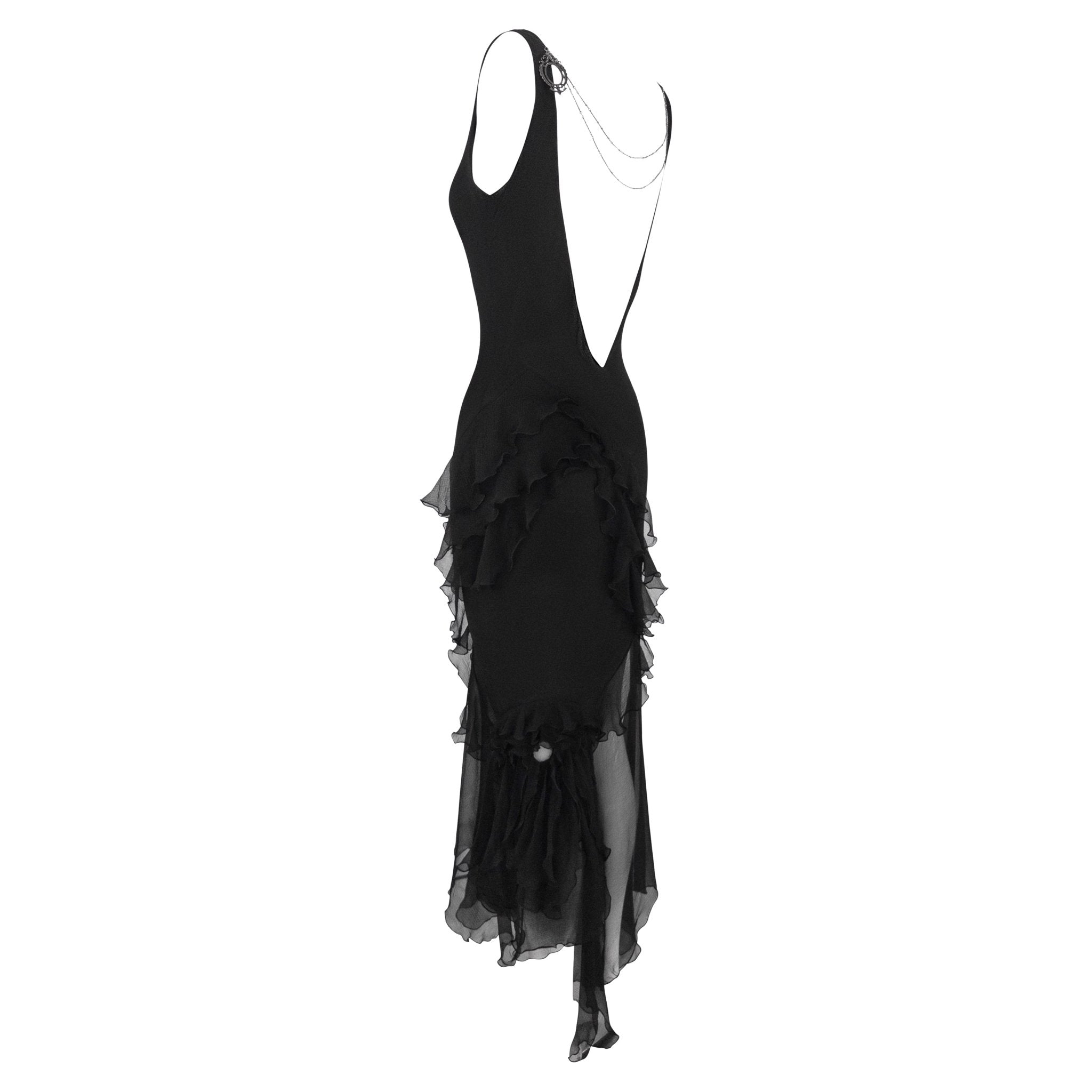 F/W 1995 John Galliano 'Dolores' Runway Black Silk Muslin Backless Moth Dress - RealList
