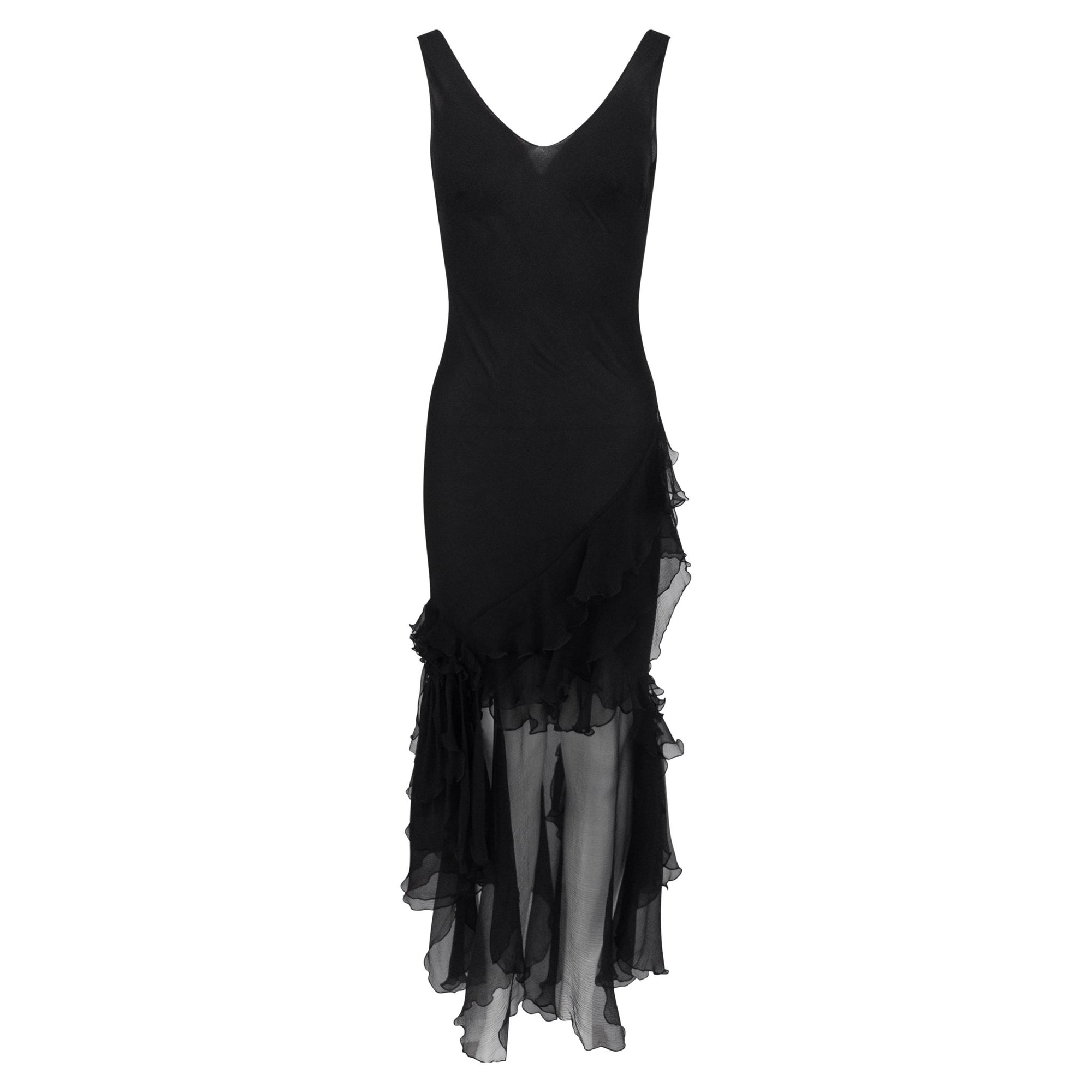 F/W 1995 John Galliano 'Dolores' Runway Black Silk Muslin Backless Moth Dress - RealList