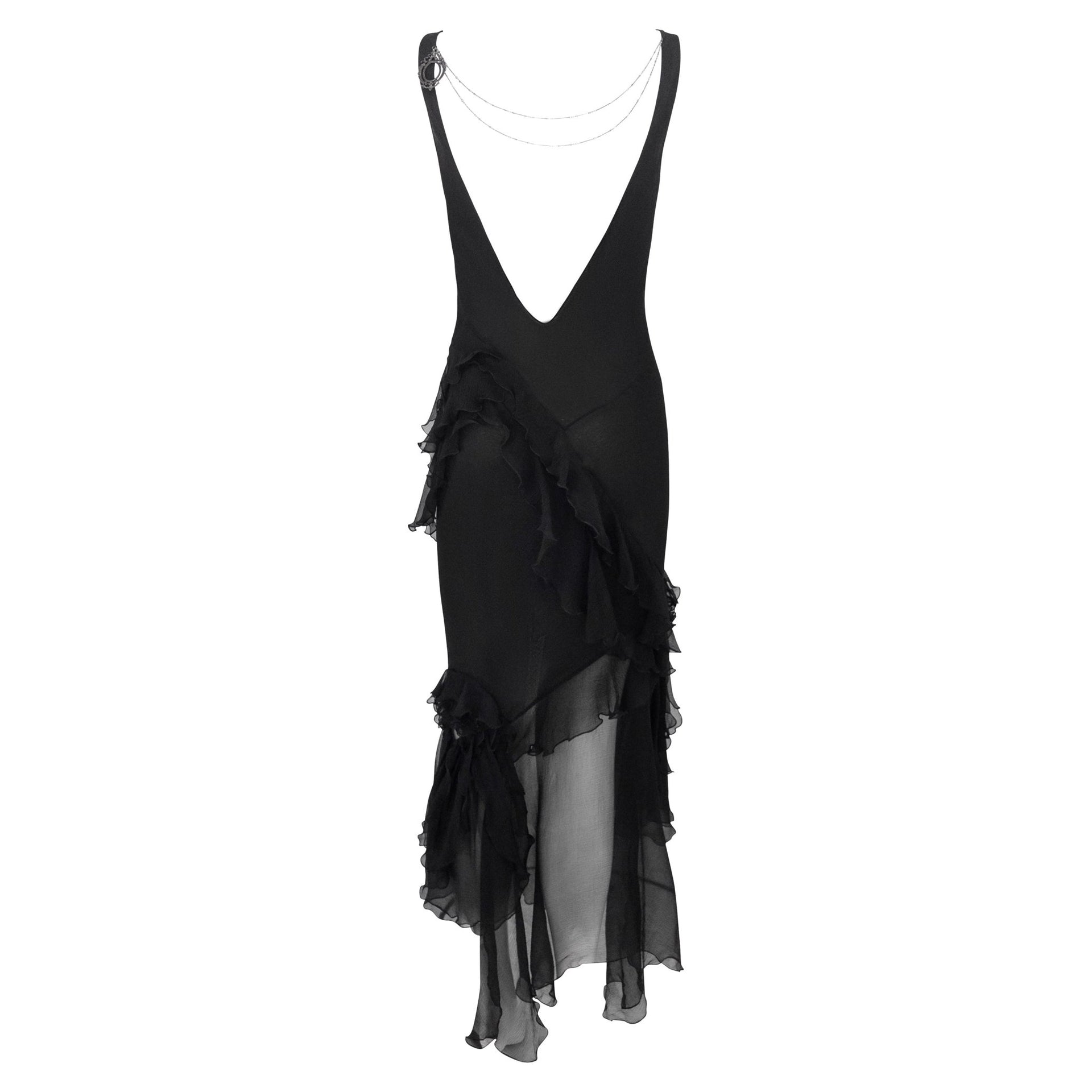 F/W 1995 John Galliano 'Dolores' Runway Black Silk Muslin Backless Moth Dress - RealList