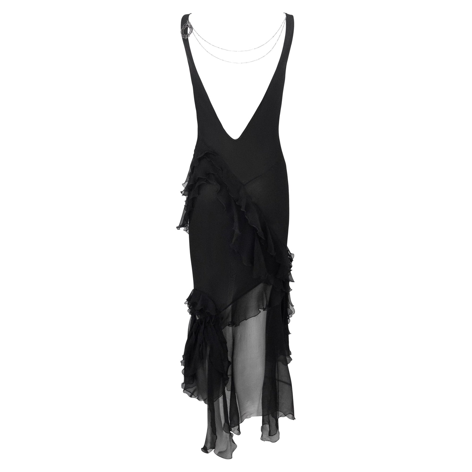 F/W 1995 John Galliano 'Dolores' Runway Black Silk Muslin Backless Moth Dress - RealList