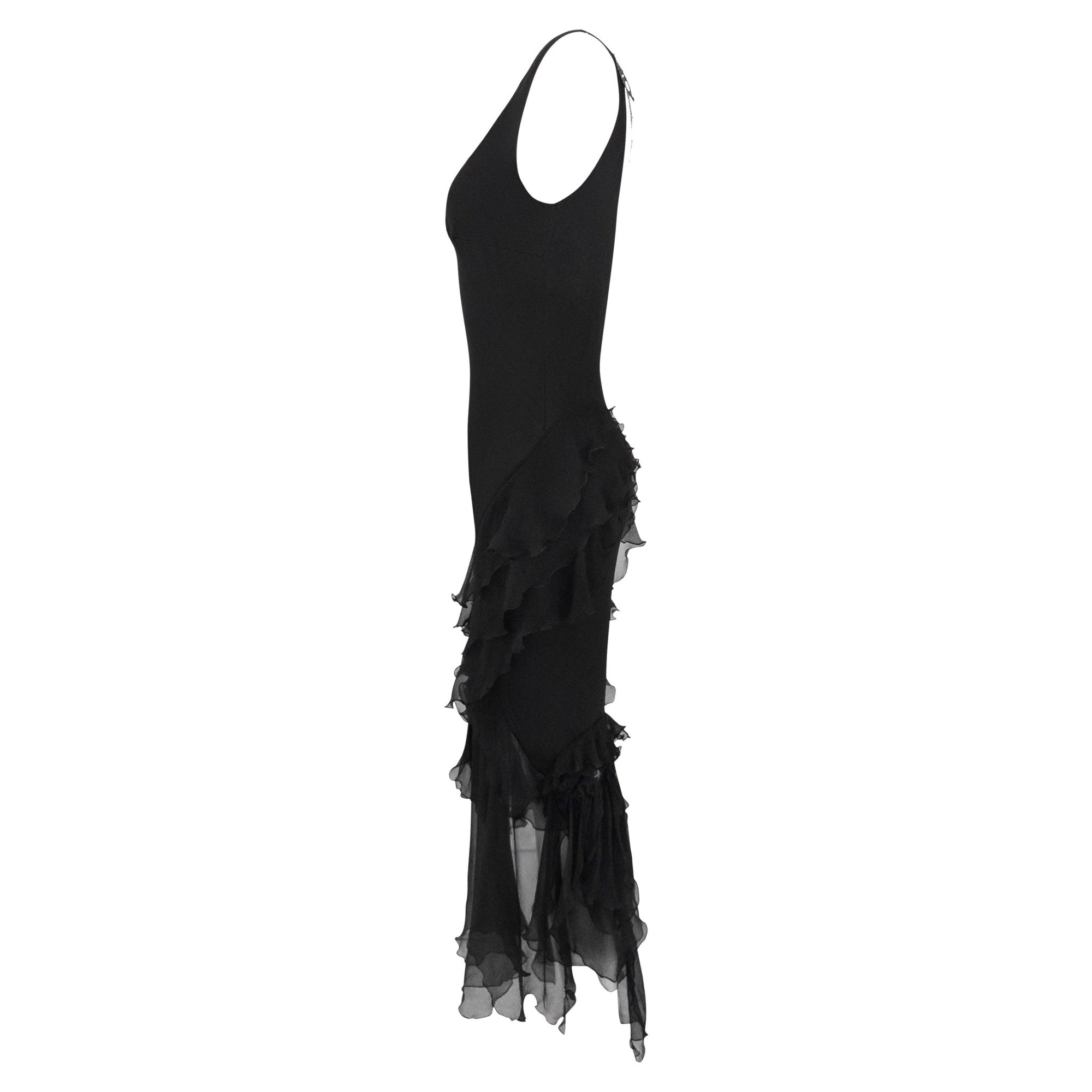 F/W 1995 John Galliano 'Dolores' Runway Black Silk Muslin Backless Moth Dress - RealList