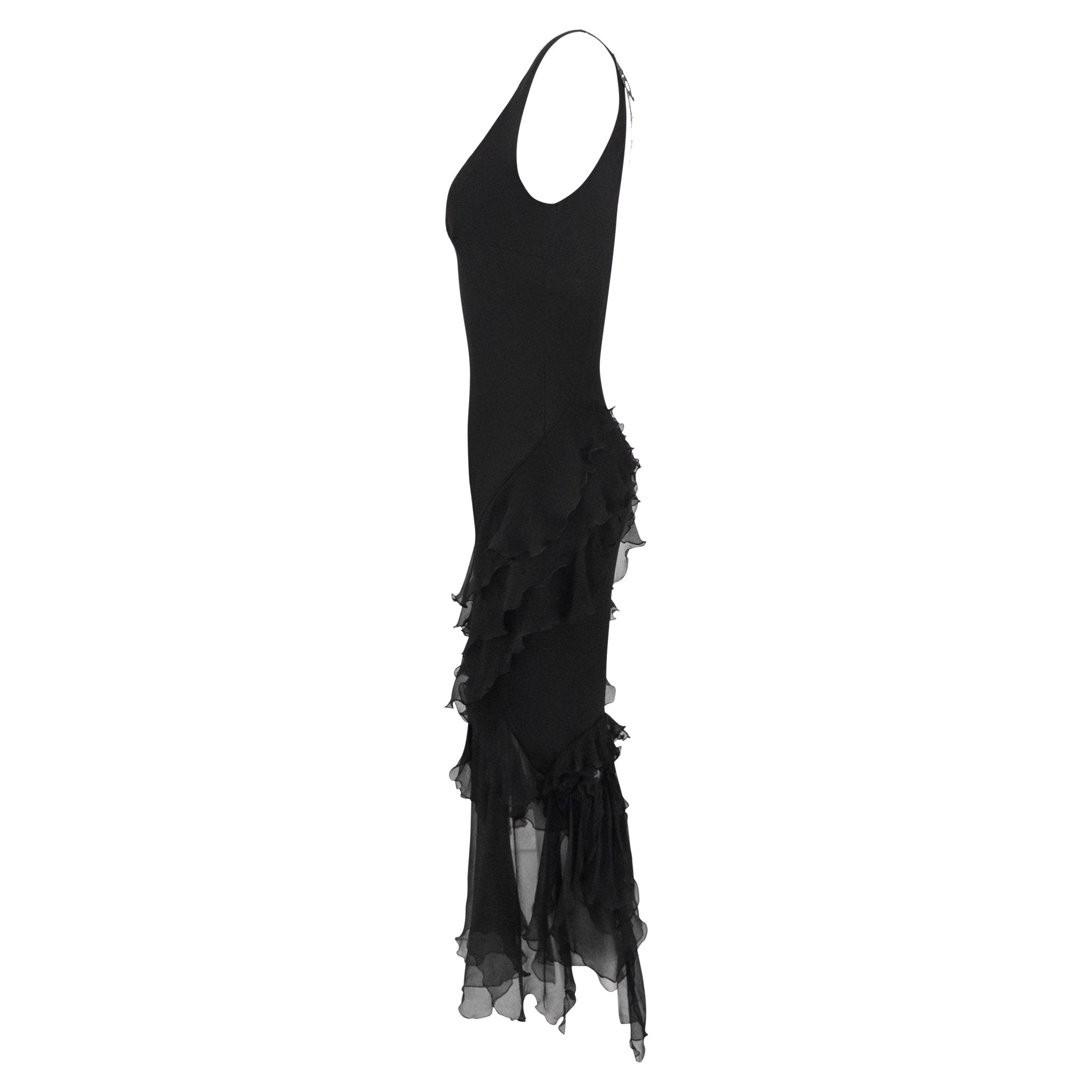 F/W 1995 John Galliano 'Dolores' Runway Black Silk Muslin Backless Moth Dress - RealList