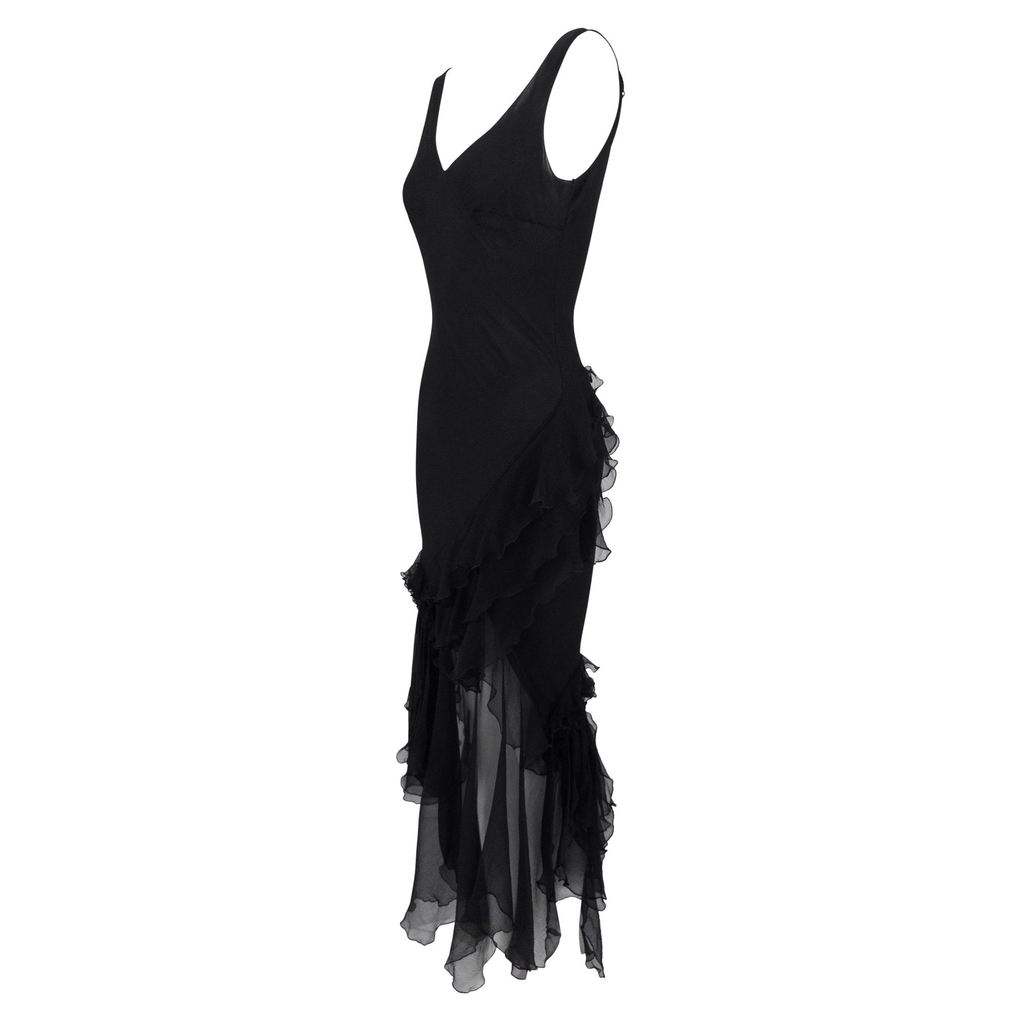 F/W 1995 John Galliano 'Dolores' Runway Black Silk Muslin Backless Moth Dress - RealList