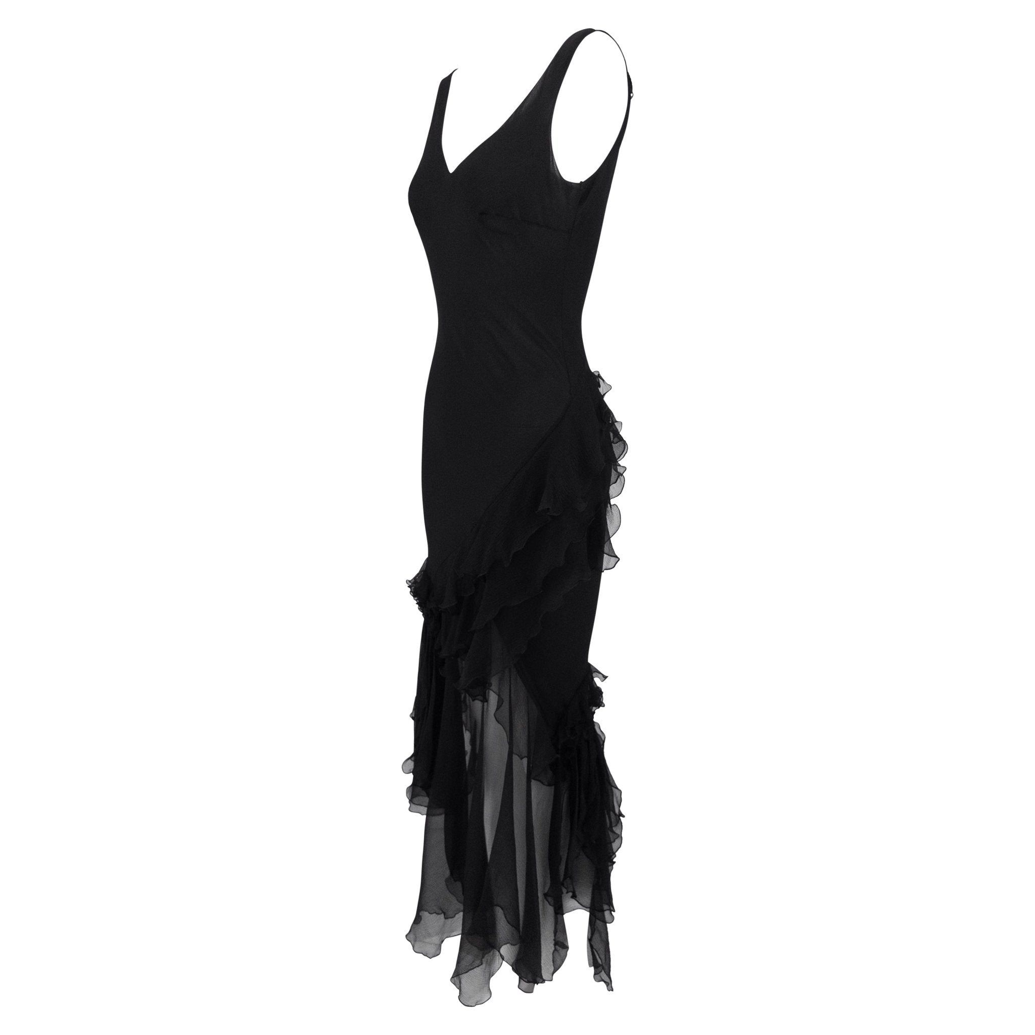 F/W 1995 John Galliano 'Dolores' Runway Black Silk Muslin Backless Moth Dress - RealList