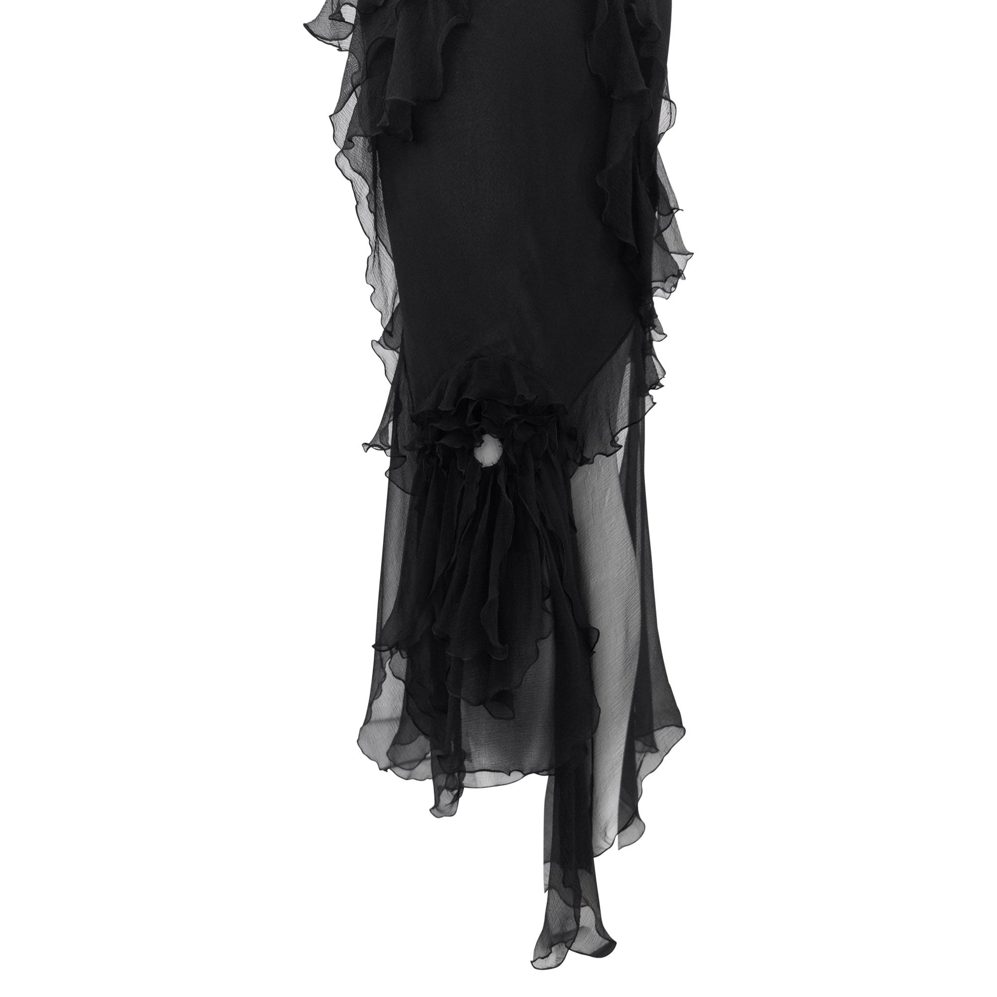F/W 1995 John Galliano 'Dolores' Runway Black Silk Muslin Backless Moth Dress - RealList