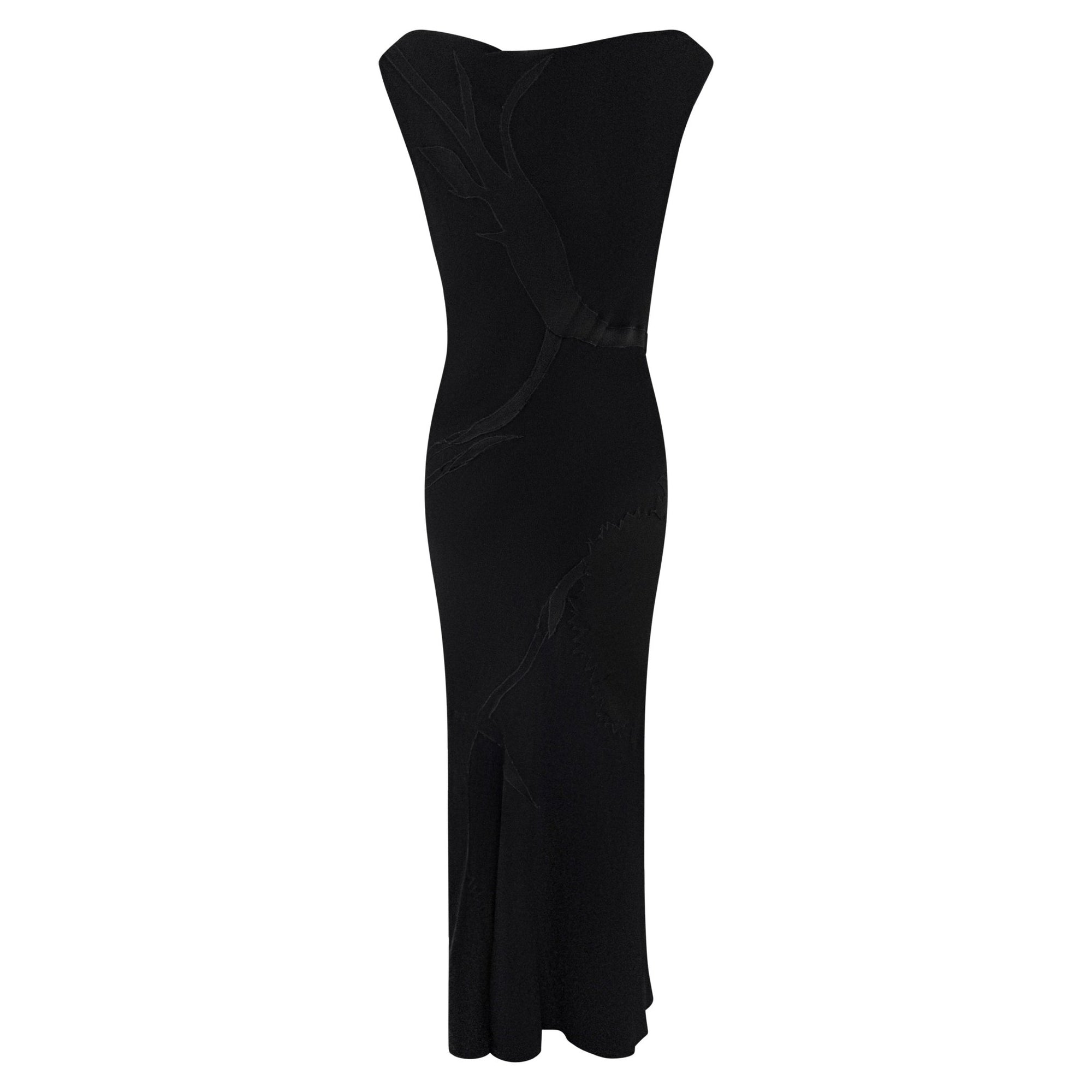 F/W 1995 John Galliano 'Dolores' Seamless Carnation Black Satin Crepe Gown - RealList