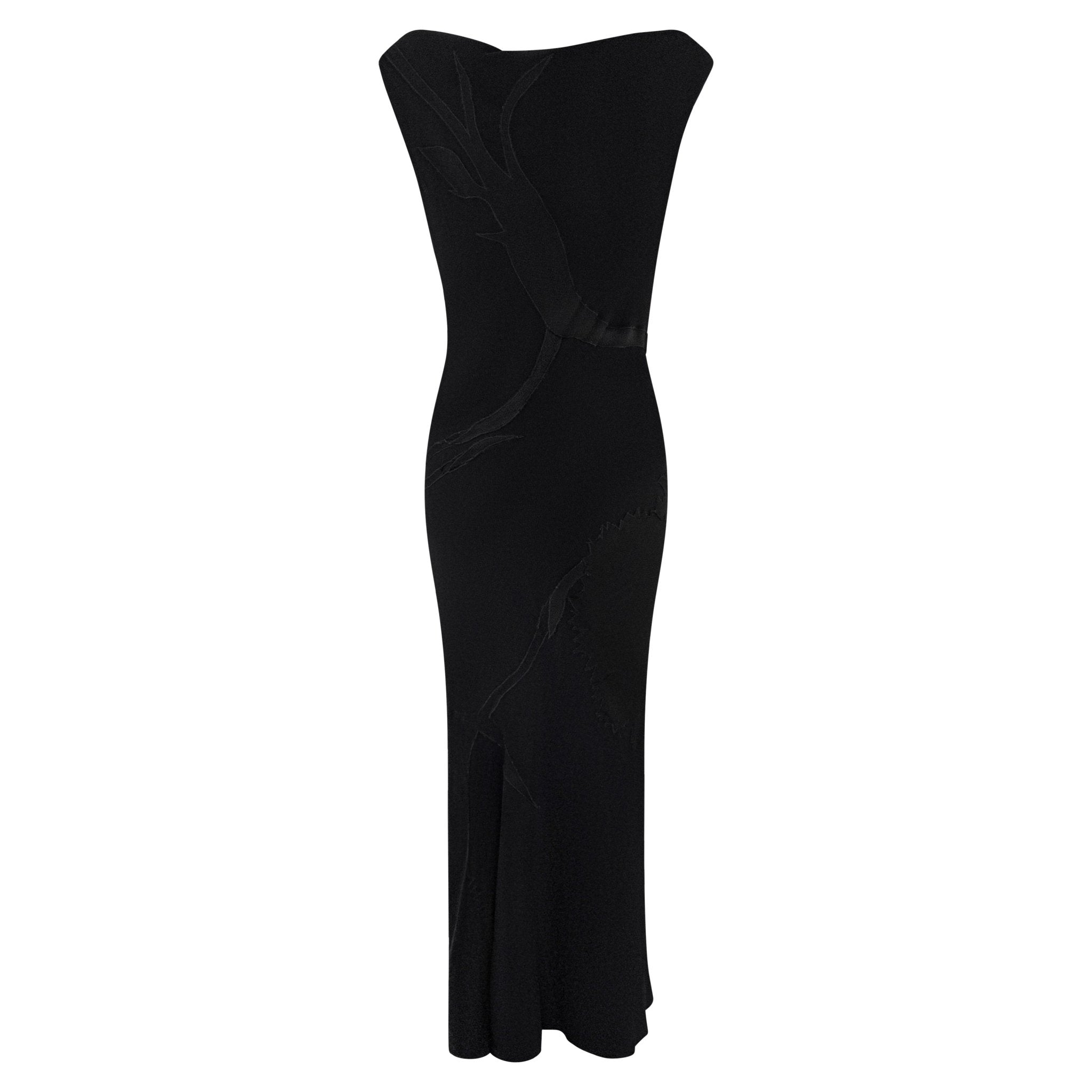 F/W 1995 John Galliano 'Dolores' Seamless Carnation Black Satin Crepe Gown - RealList