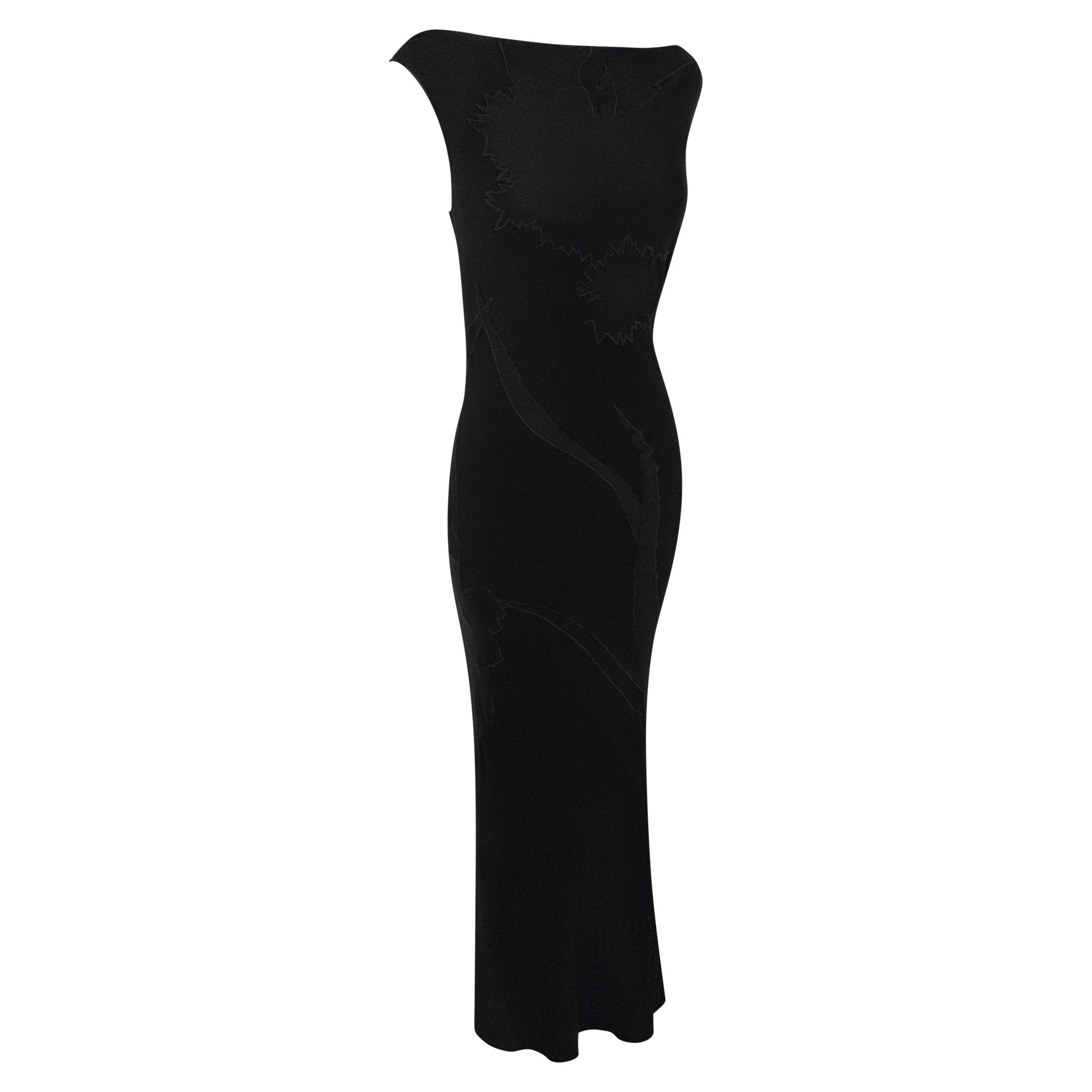 F/W 1995 John Galliano 'Dolores' Seamless Carnation Black Satin Crepe Gown - RealList