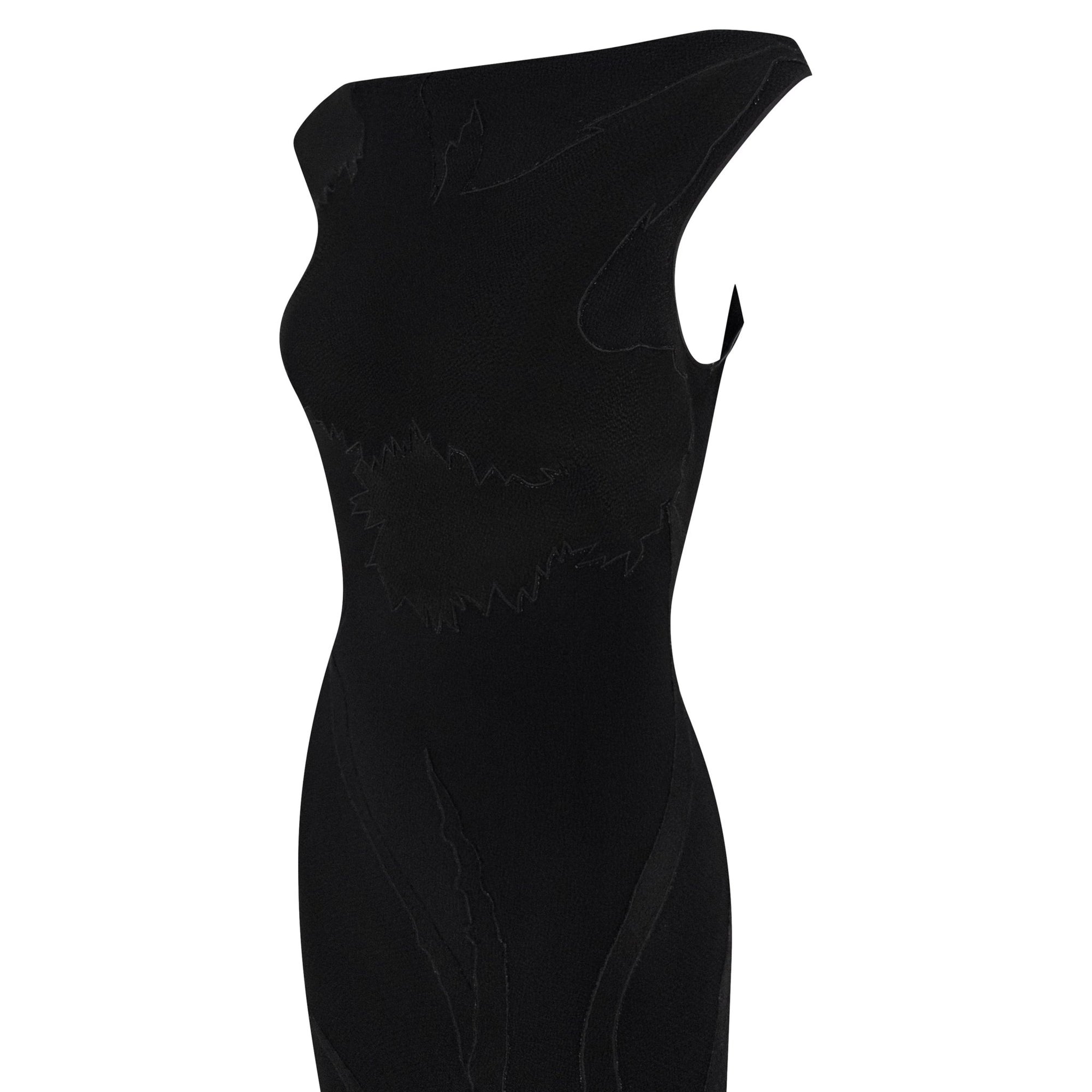 F/W 1995 John Galliano 'Dolores' Seamless Carnation Black Satin Crepe Gown - RealList