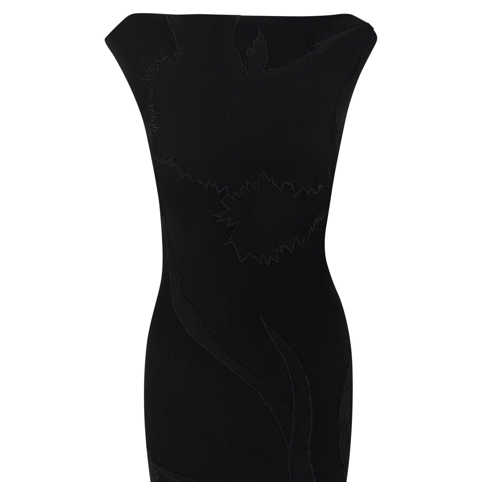 F/W 1995 John Galliano 'Dolores' Seamless Carnation Black Satin Crepe Gown - RealList