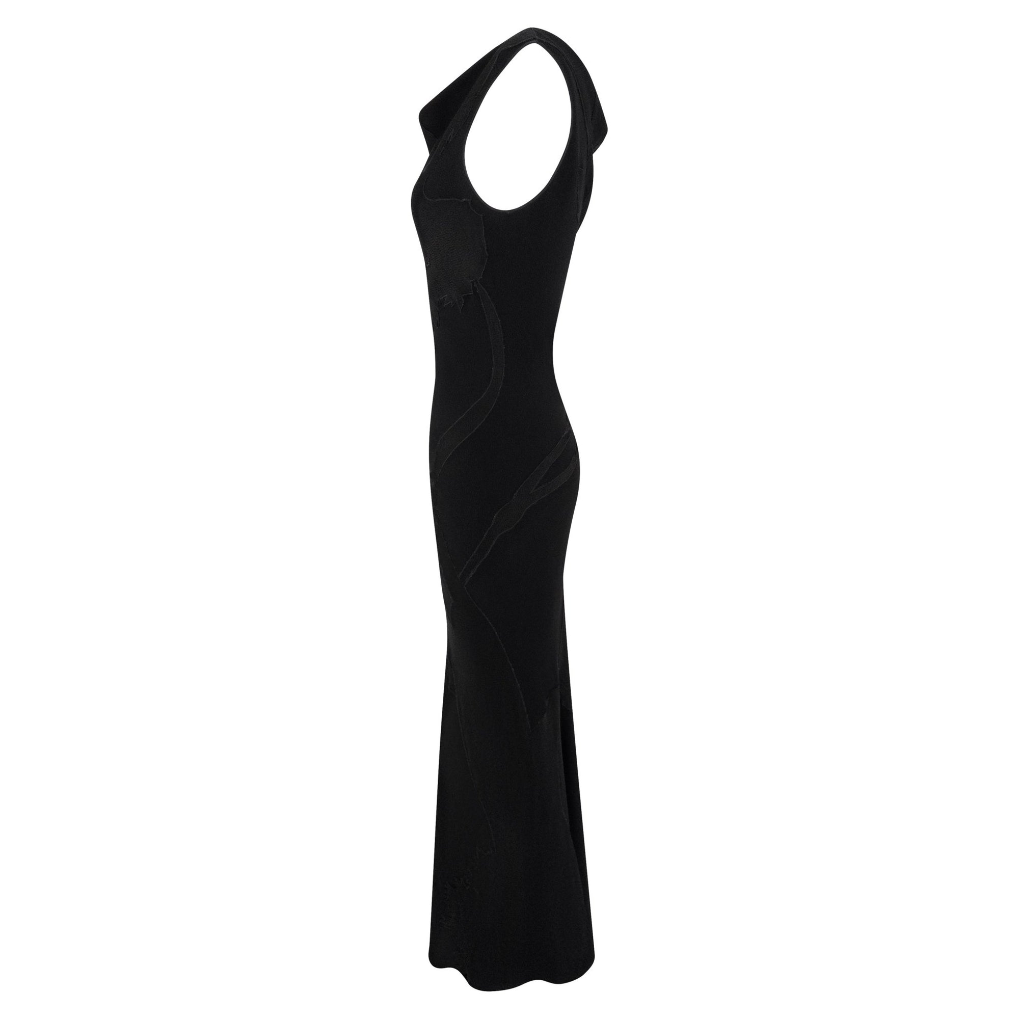 F/W 1995 John Galliano 'Dolores' Seamless Carnation Black Satin Crepe Gown - RealList