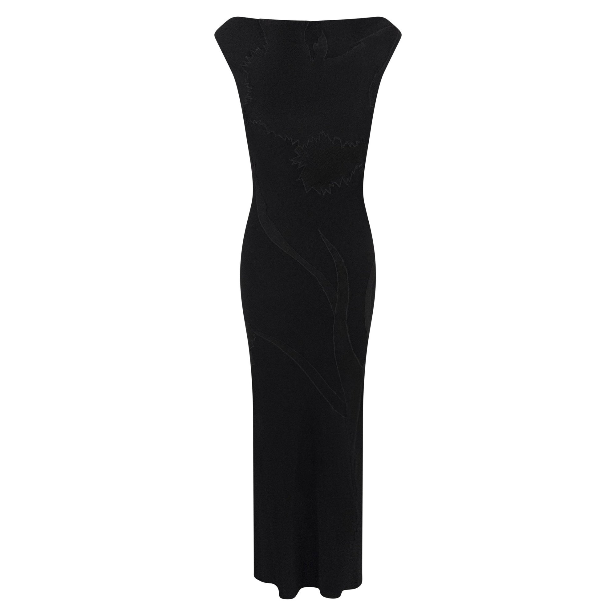 F/W 1995 John Galliano 'Dolores' Seamless Carnation Black Satin Crepe Gown - RealList
