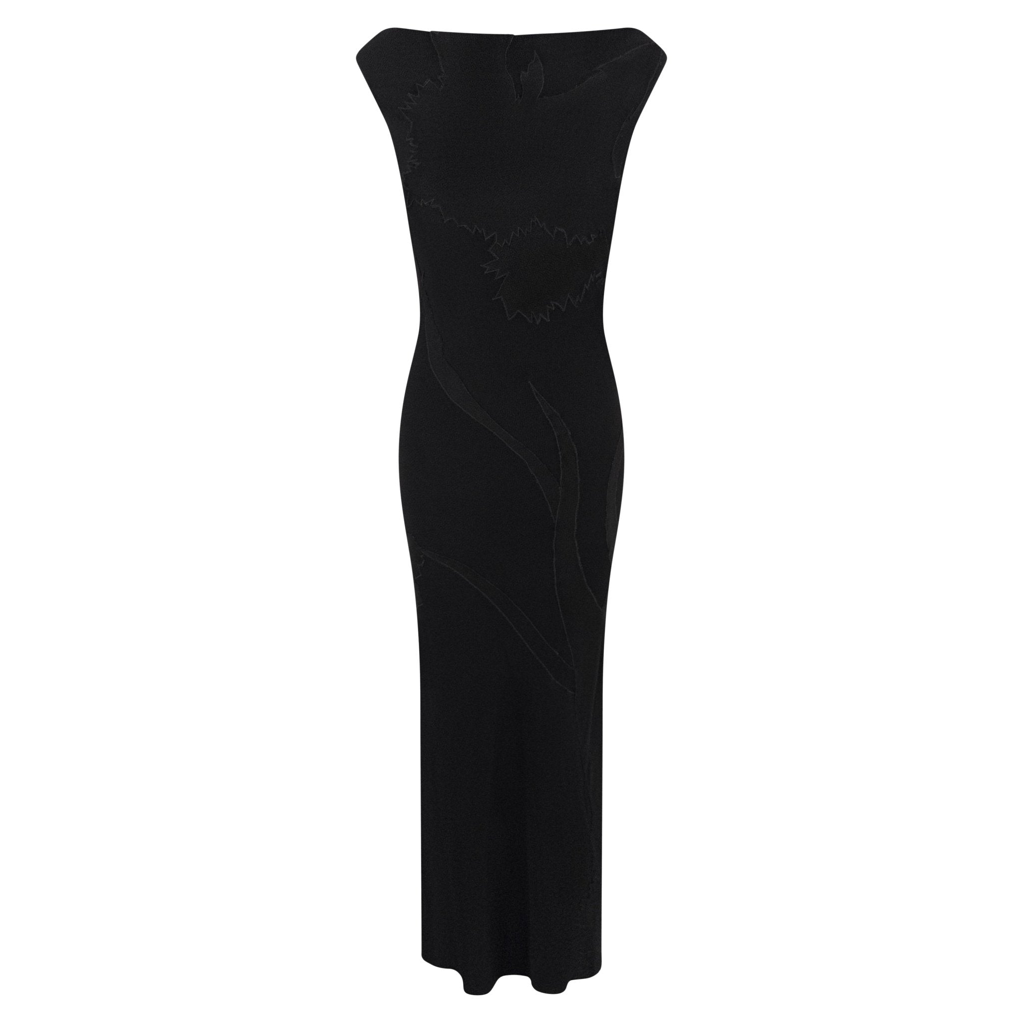 F/W 1995 John Galliano 'Dolores' Seamless Carnation Black Satin Crepe Gown - RealList