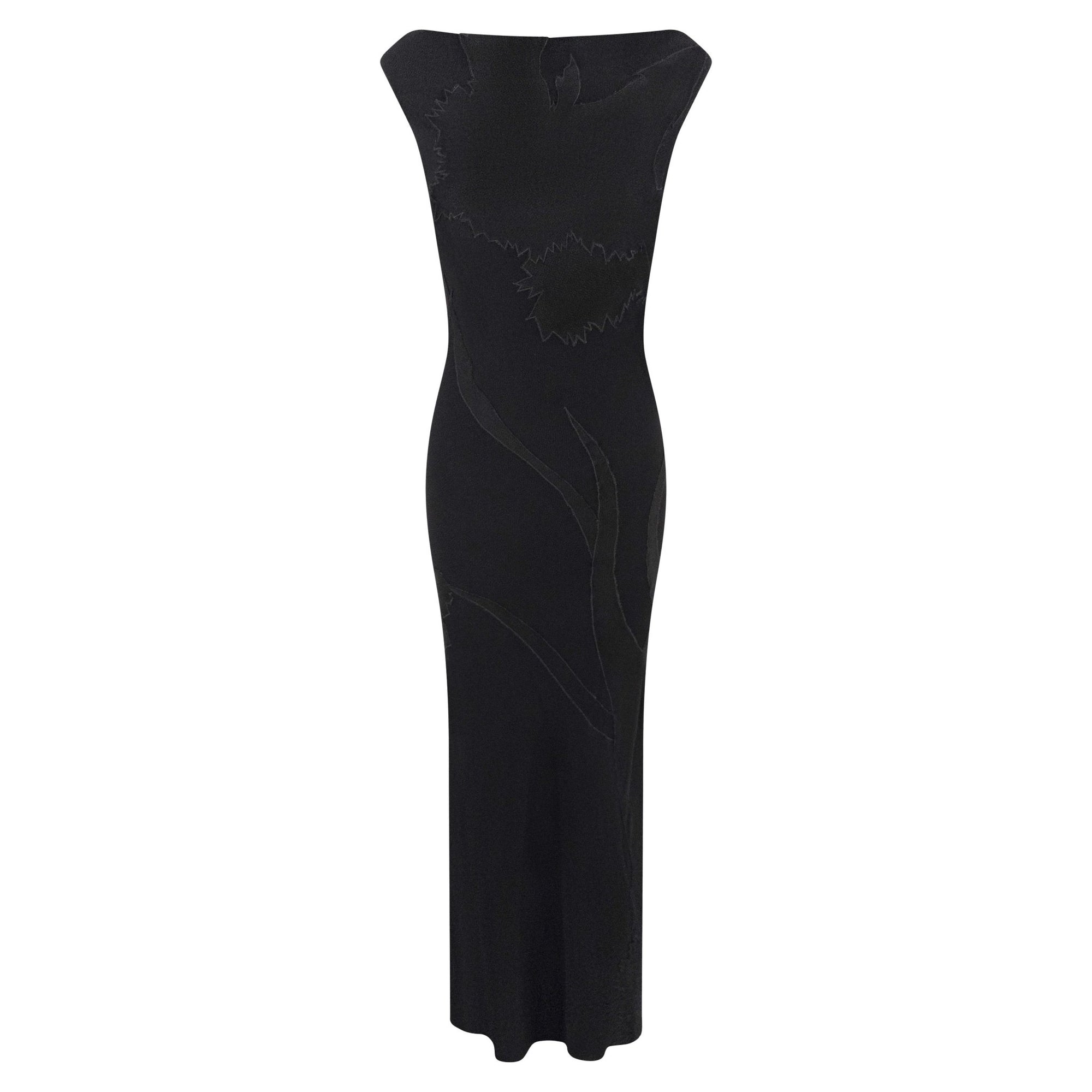 F/W 1995 John Galliano 'Dolores' Seamless Carnation Black Satin Crepe Gown - RealList
