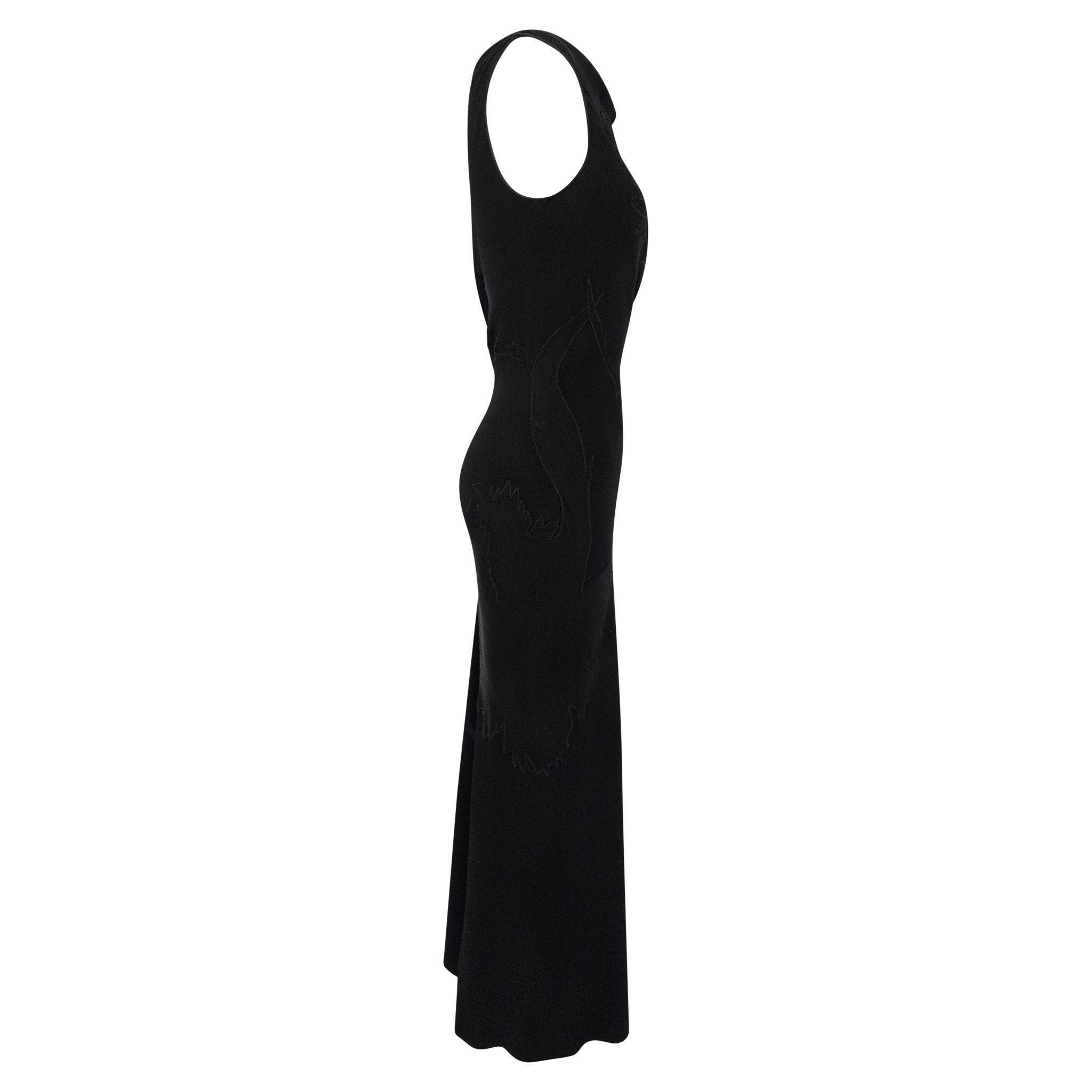 F/W 1995 John Galliano 'Dolores' Seamless Carnation Black Satin Crepe Gown - RealList